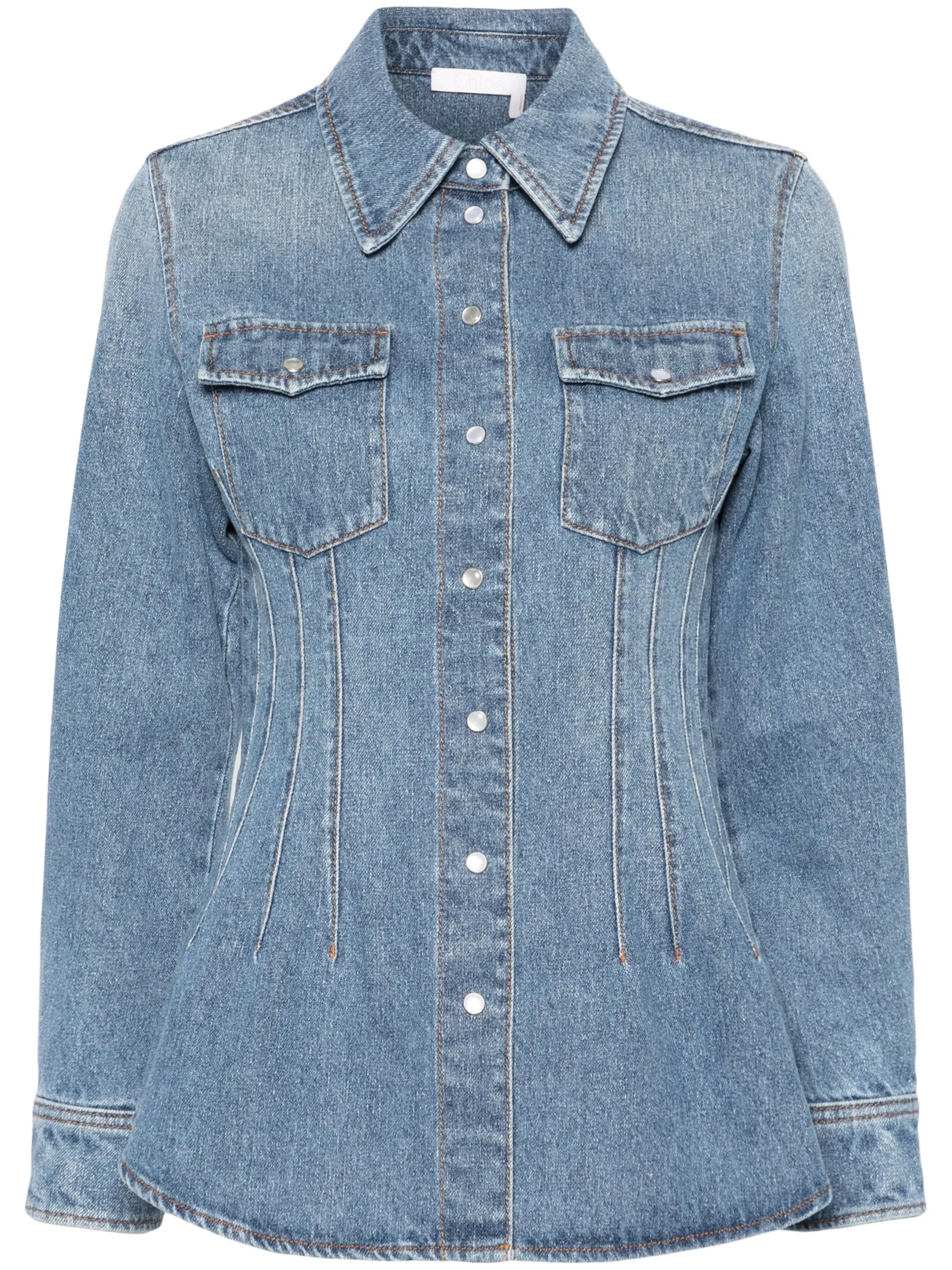corset-style denim shirt