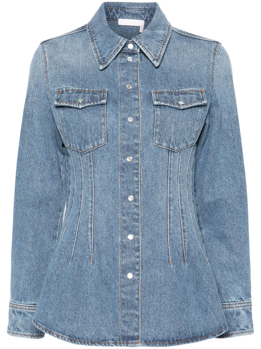 corset-style denim shirt