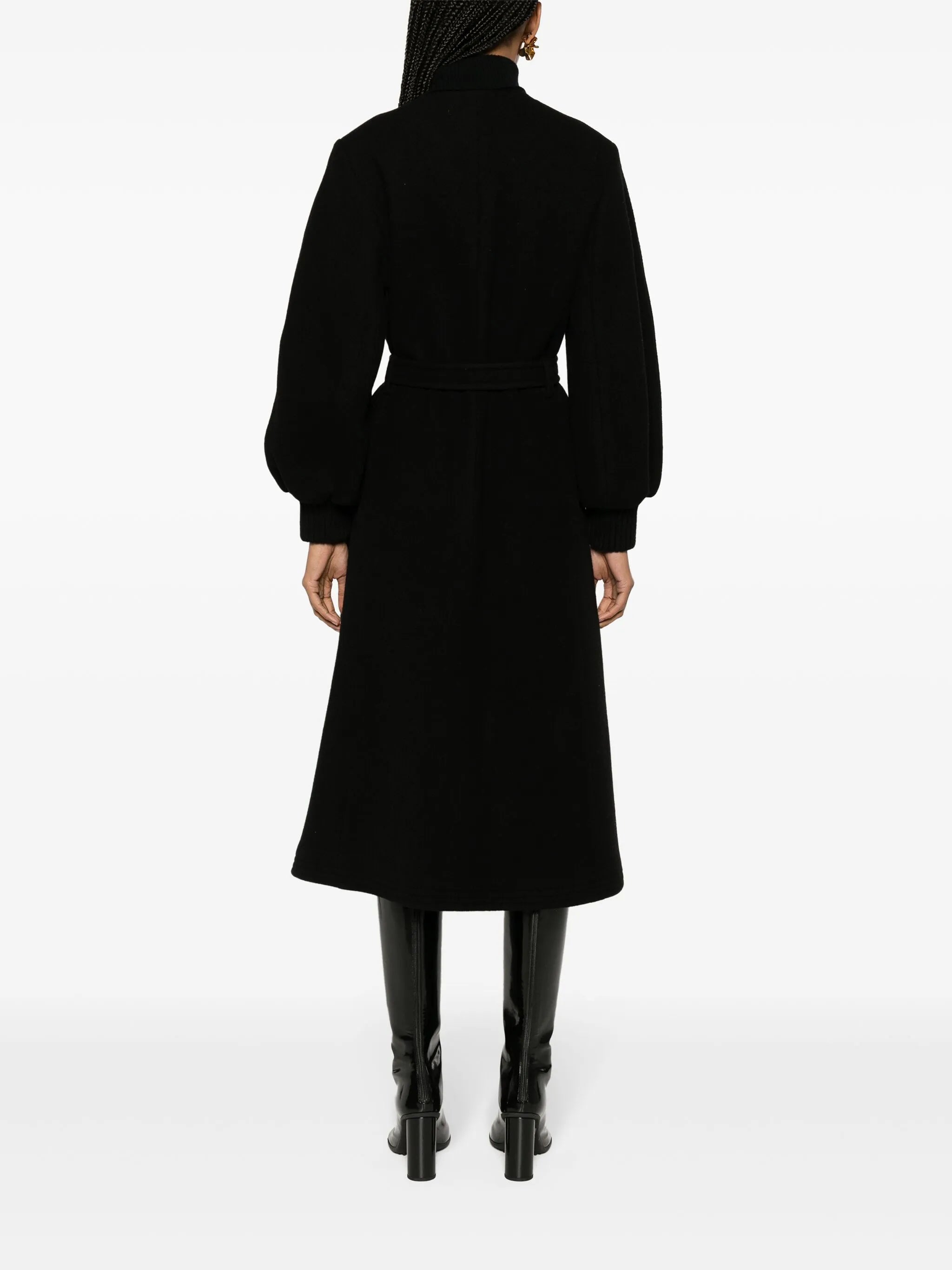 puff-sleeves belted coat
