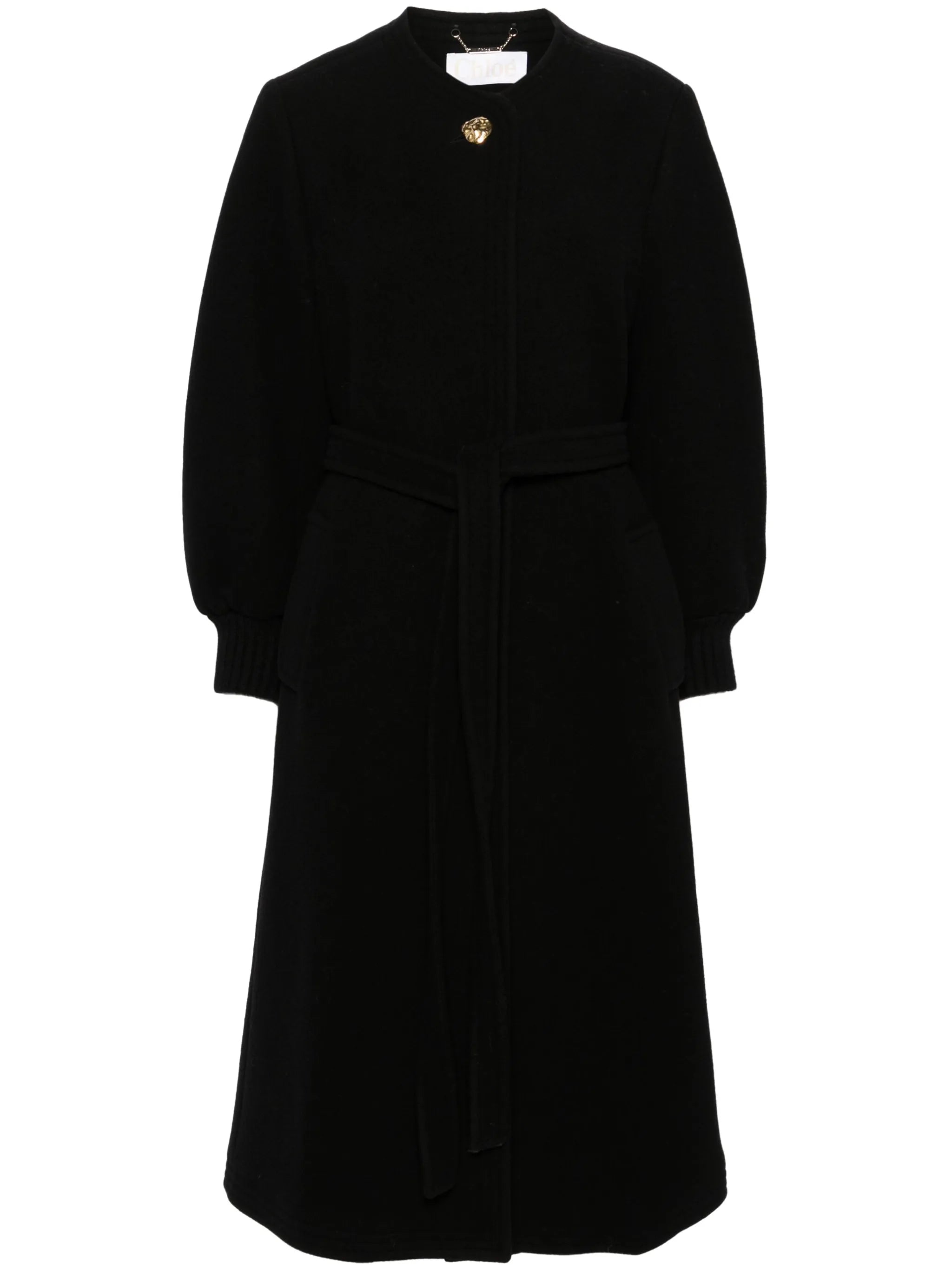 puff-sleeves belted coat