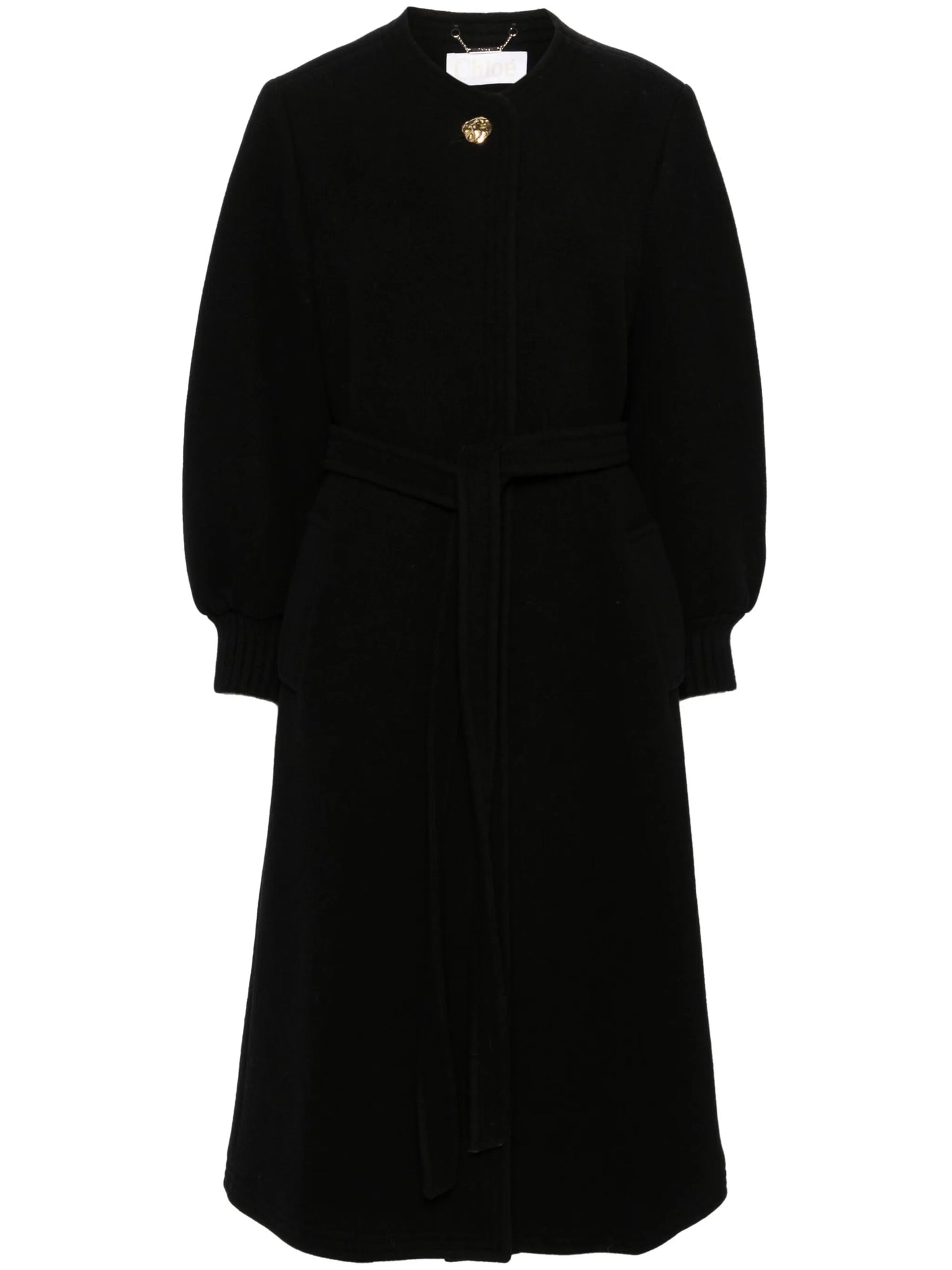 puff-sleeves belted coat