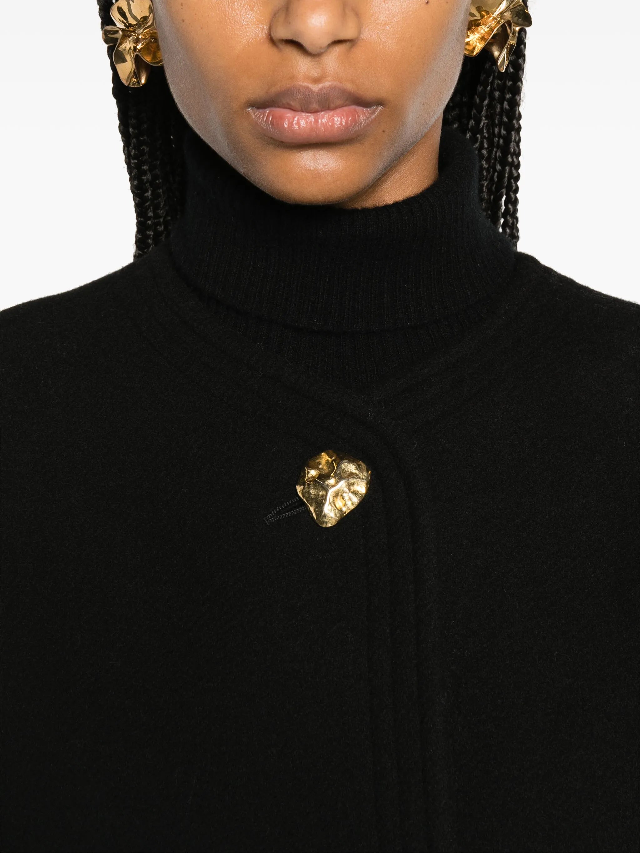 puff-sleeves belted coat