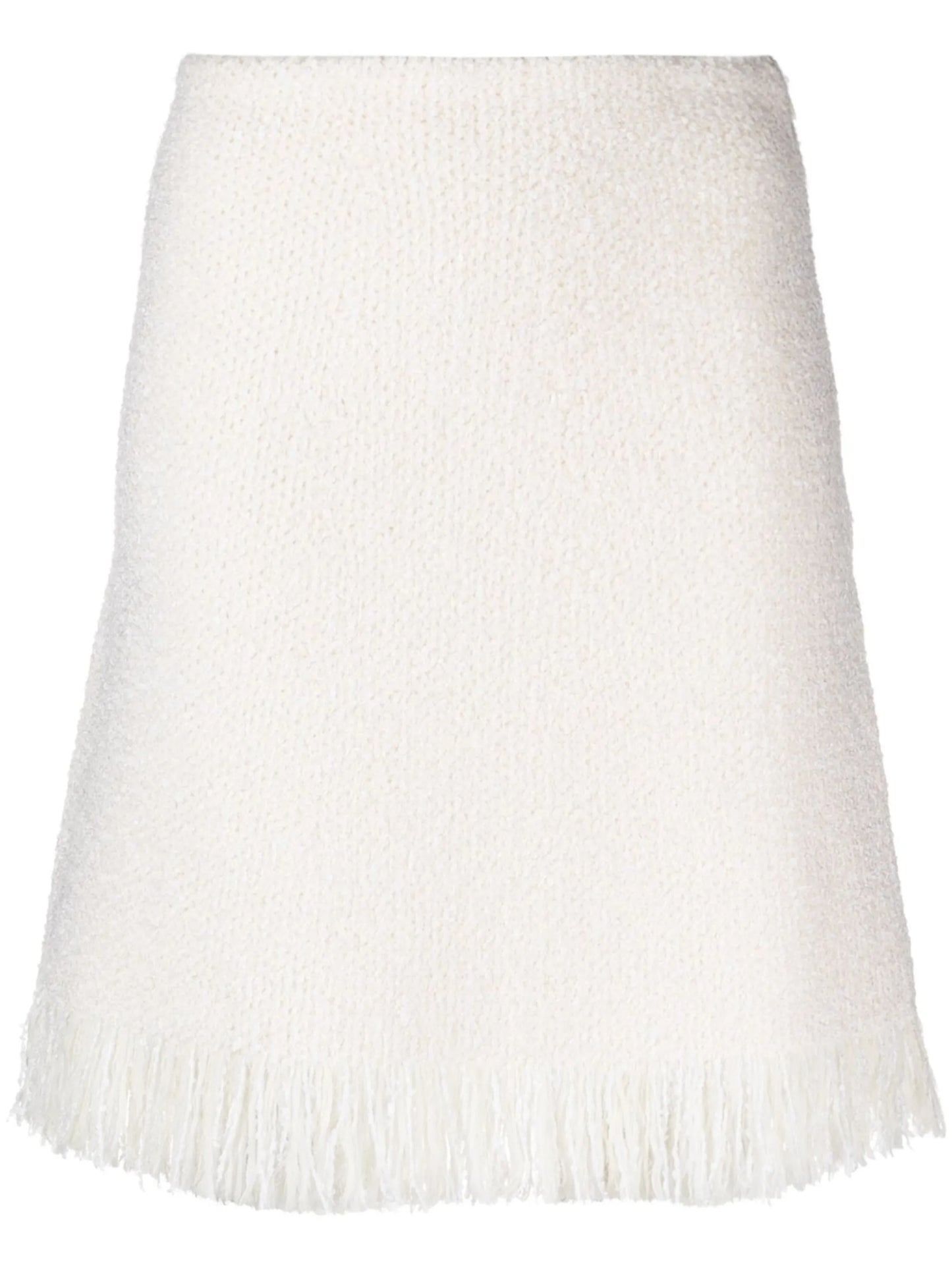 bouclé fringed A-line miniskirt