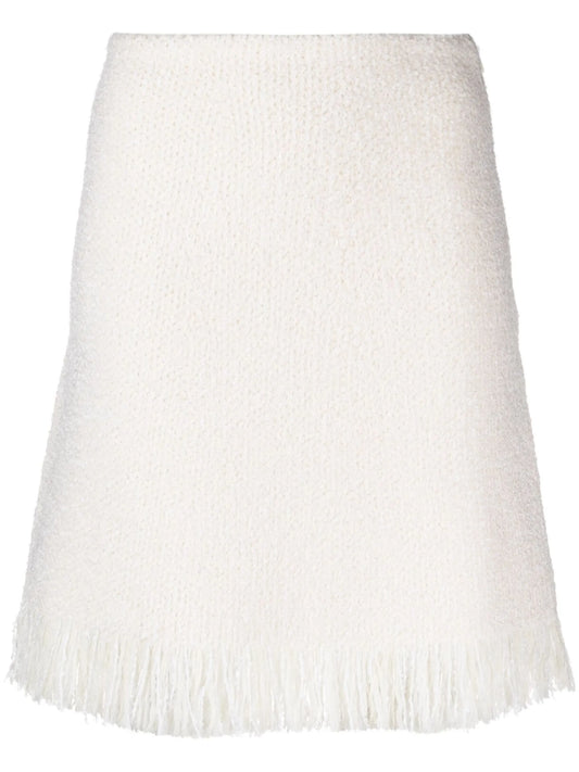 bouclé fringed A-line miniskirt