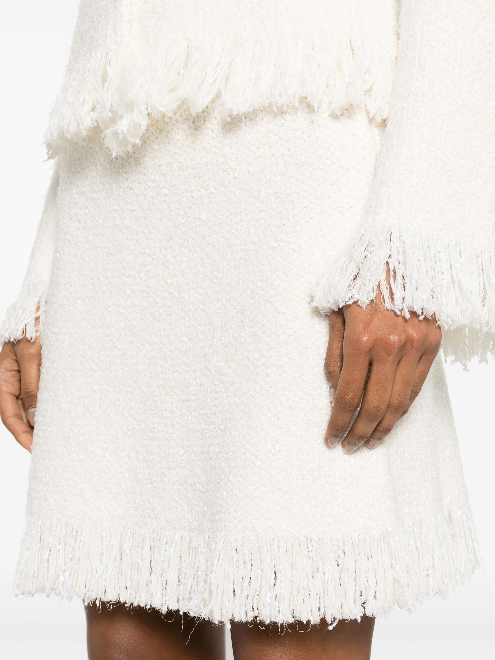 bouclé fringed A-line miniskirt