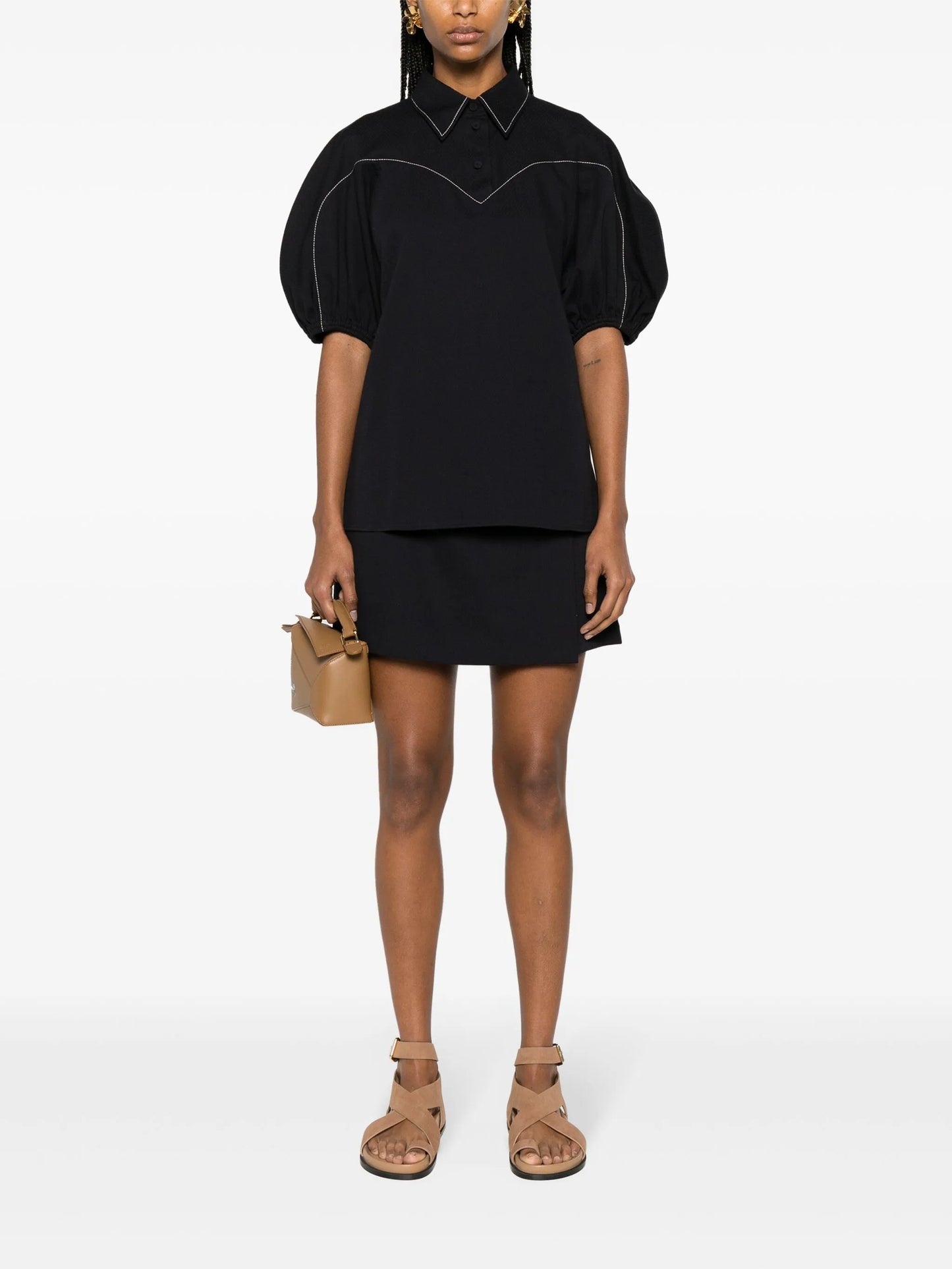 layered cotton miniskirt