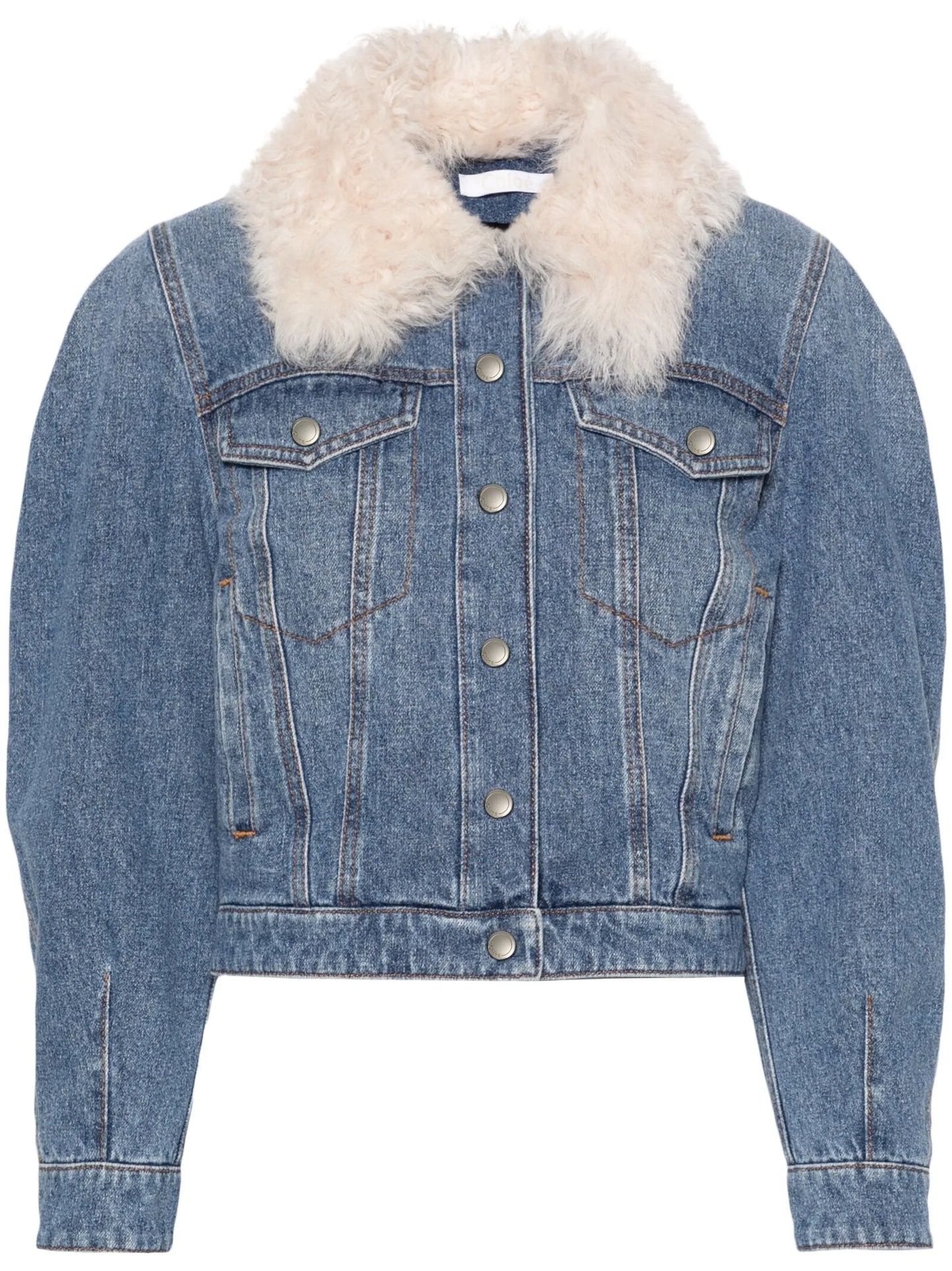 shearling-collar denim jacket