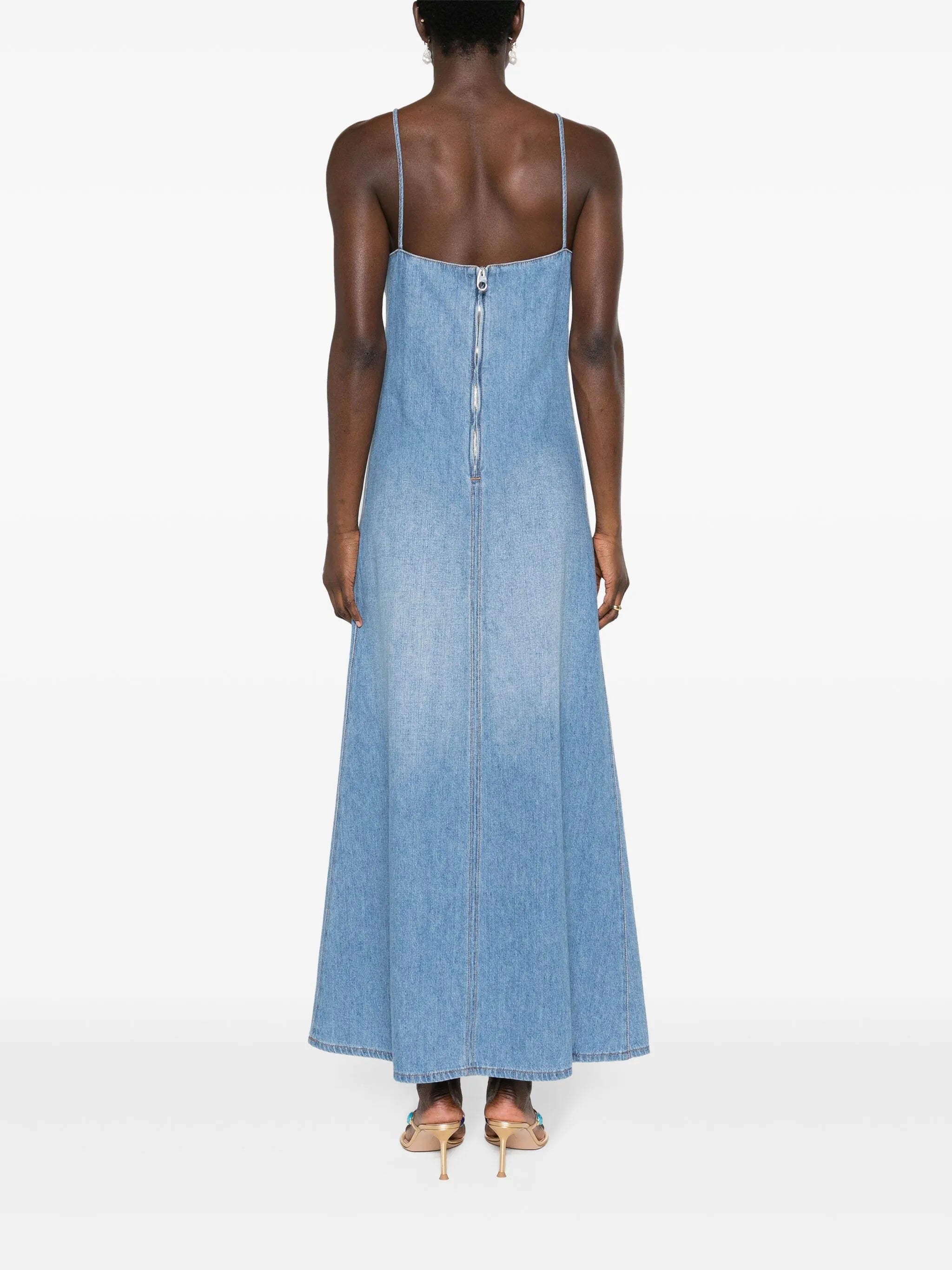 slip denim maxi dress