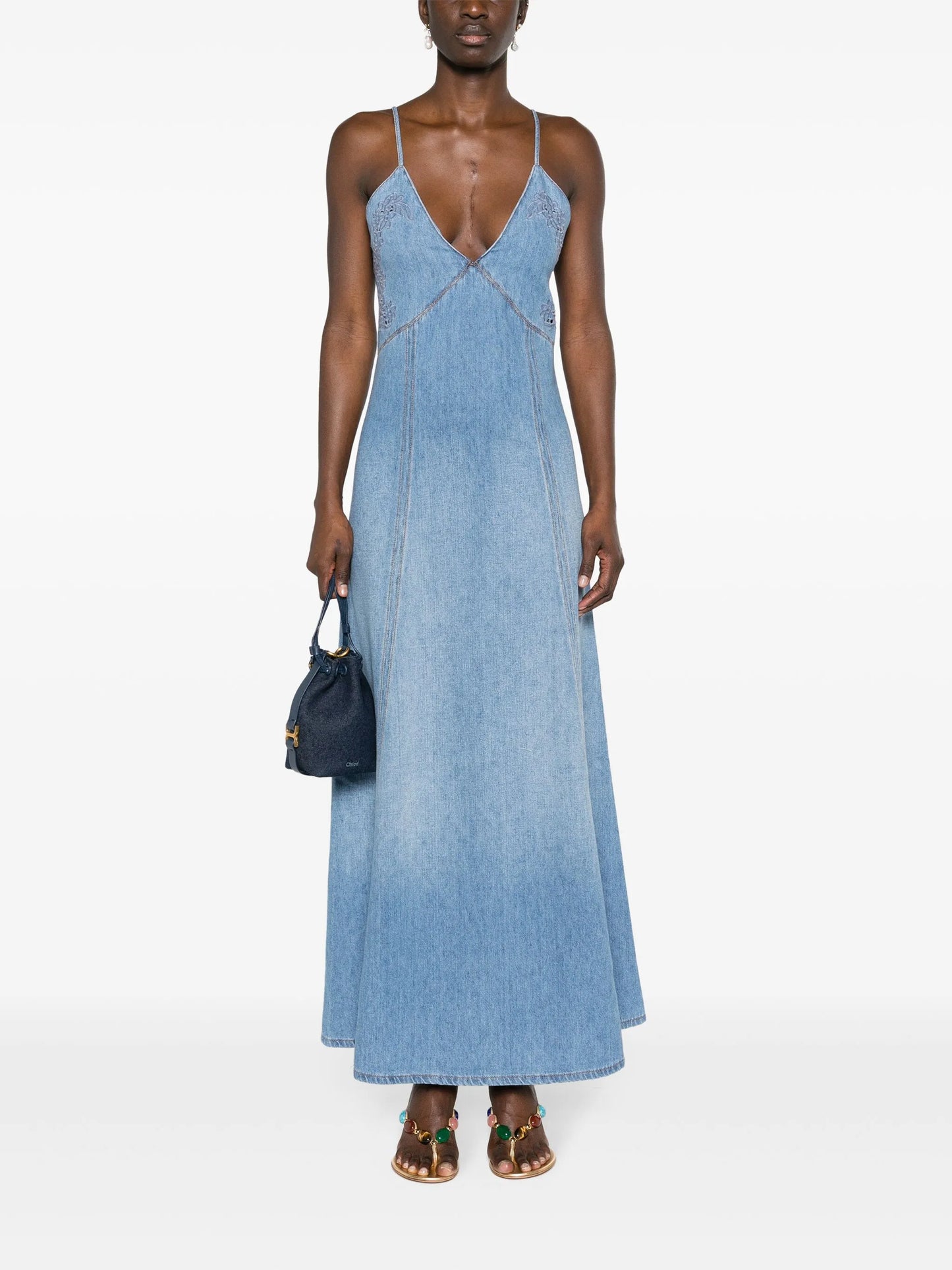 slip denim maxi dress