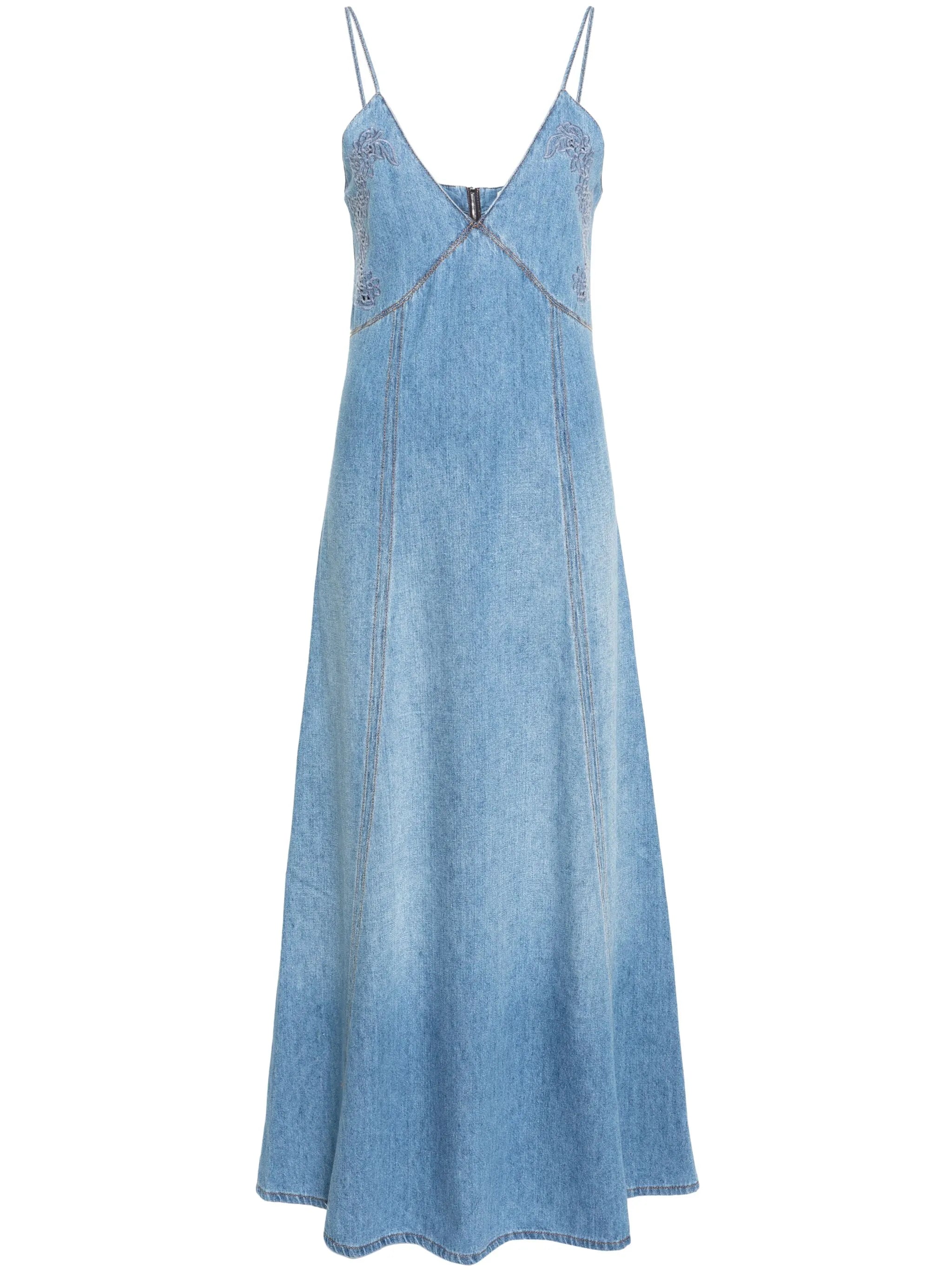 slip denim maxi dress
