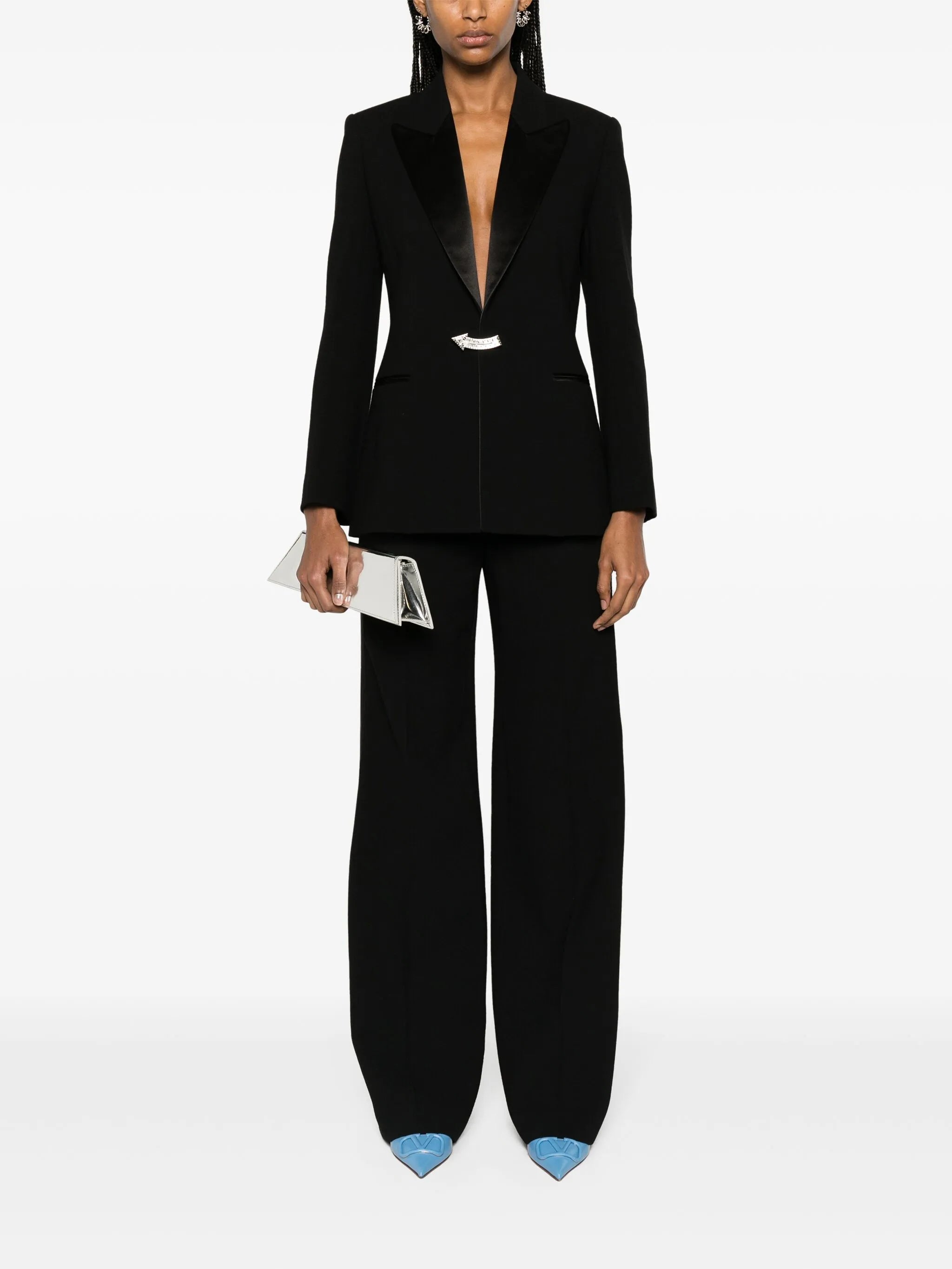 high-waisted tailored wool trousers