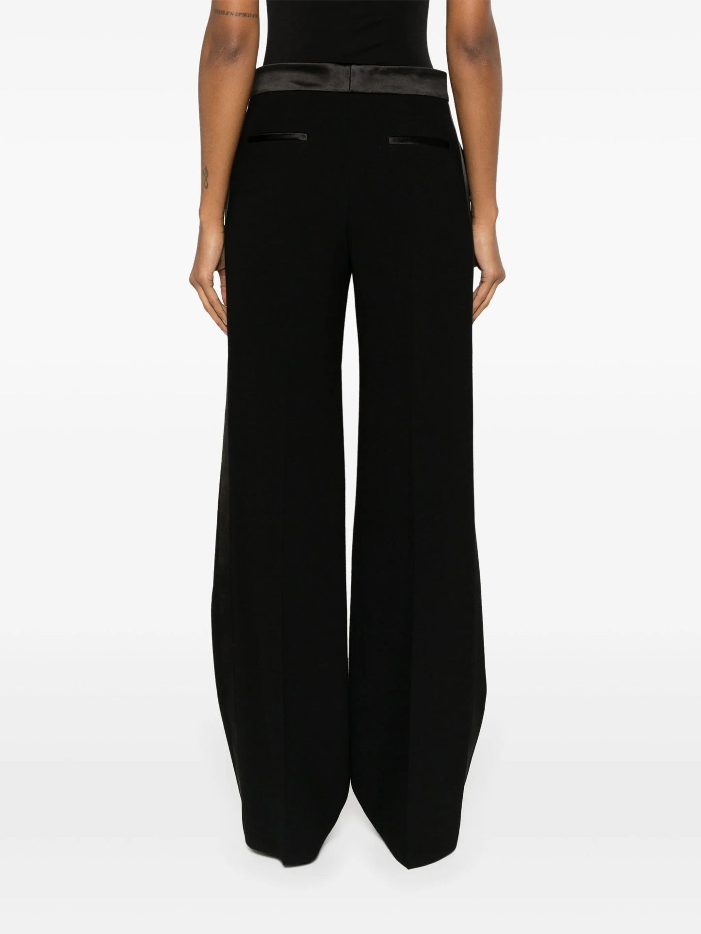 high-waisted tailored wool trousers