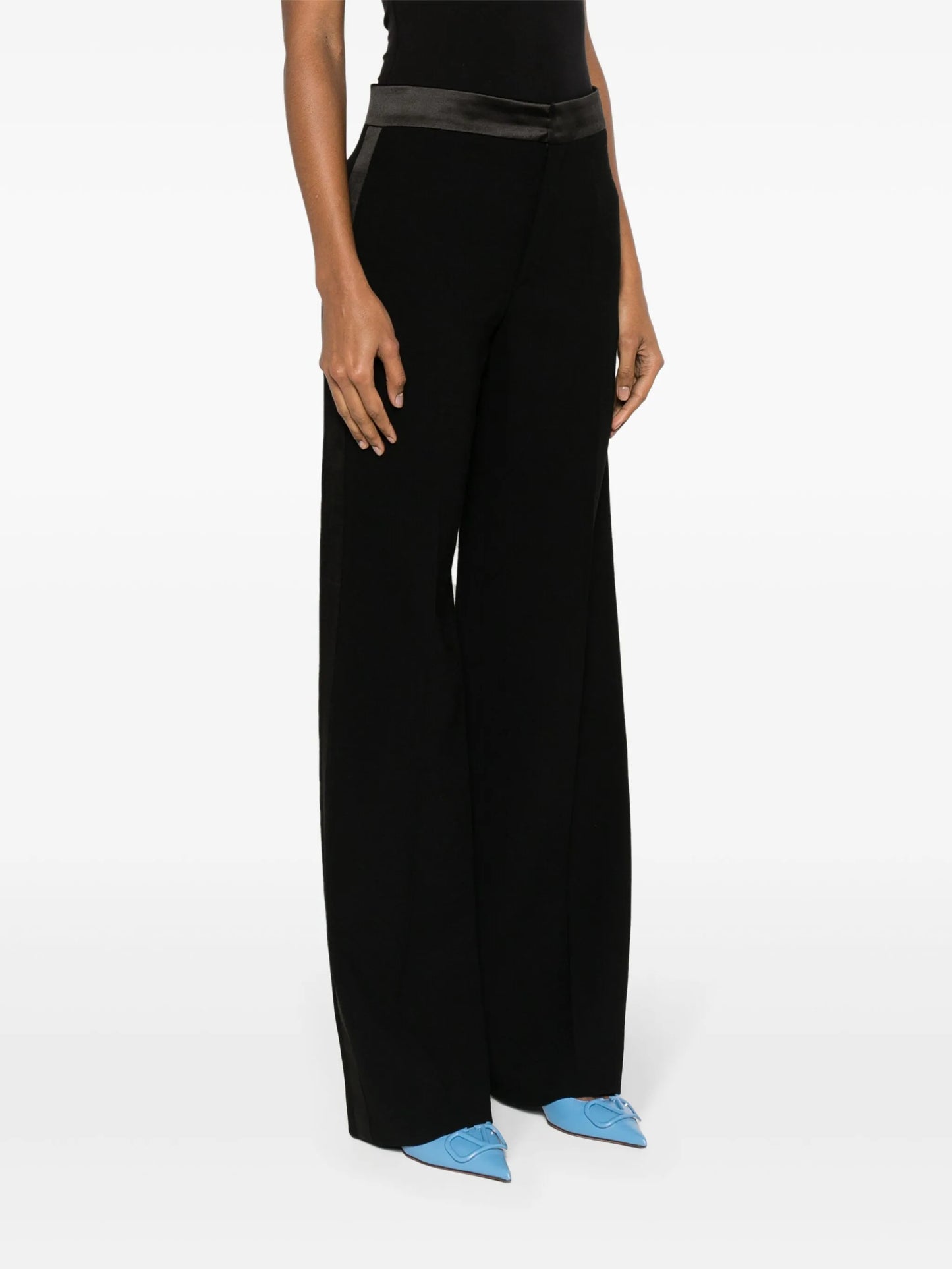 high-waisted tailored wool trousers