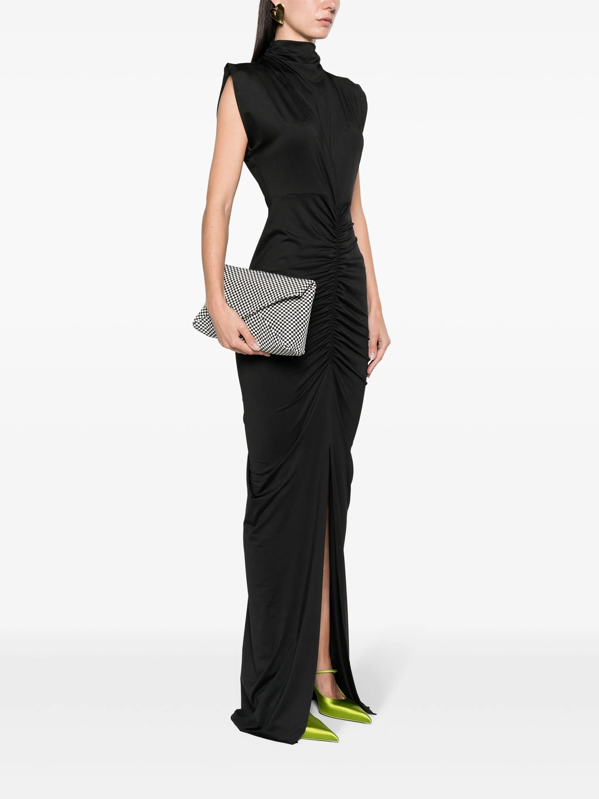 micro check-pattern envelope clutch