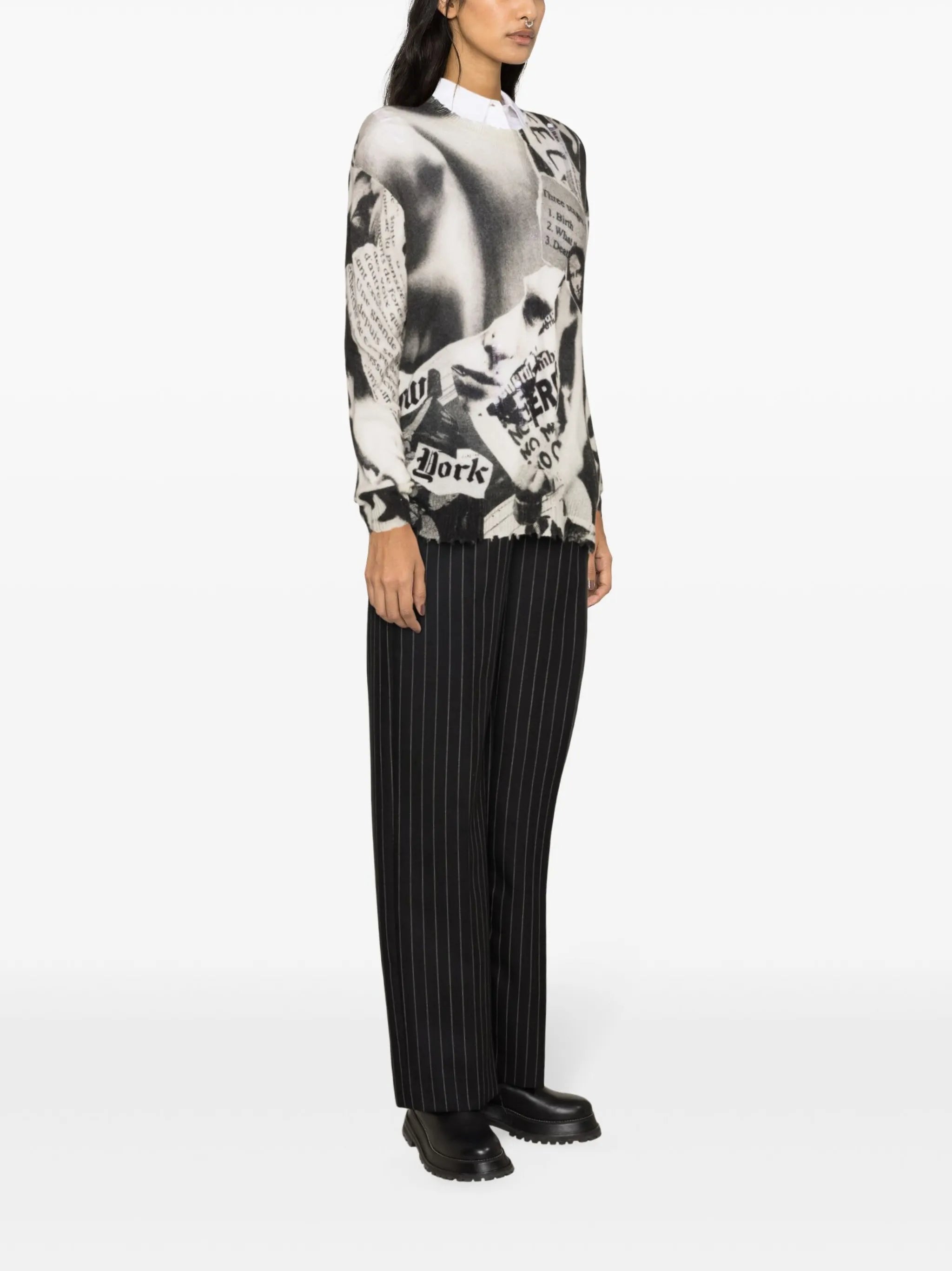 newspaper-print cashmere jumper