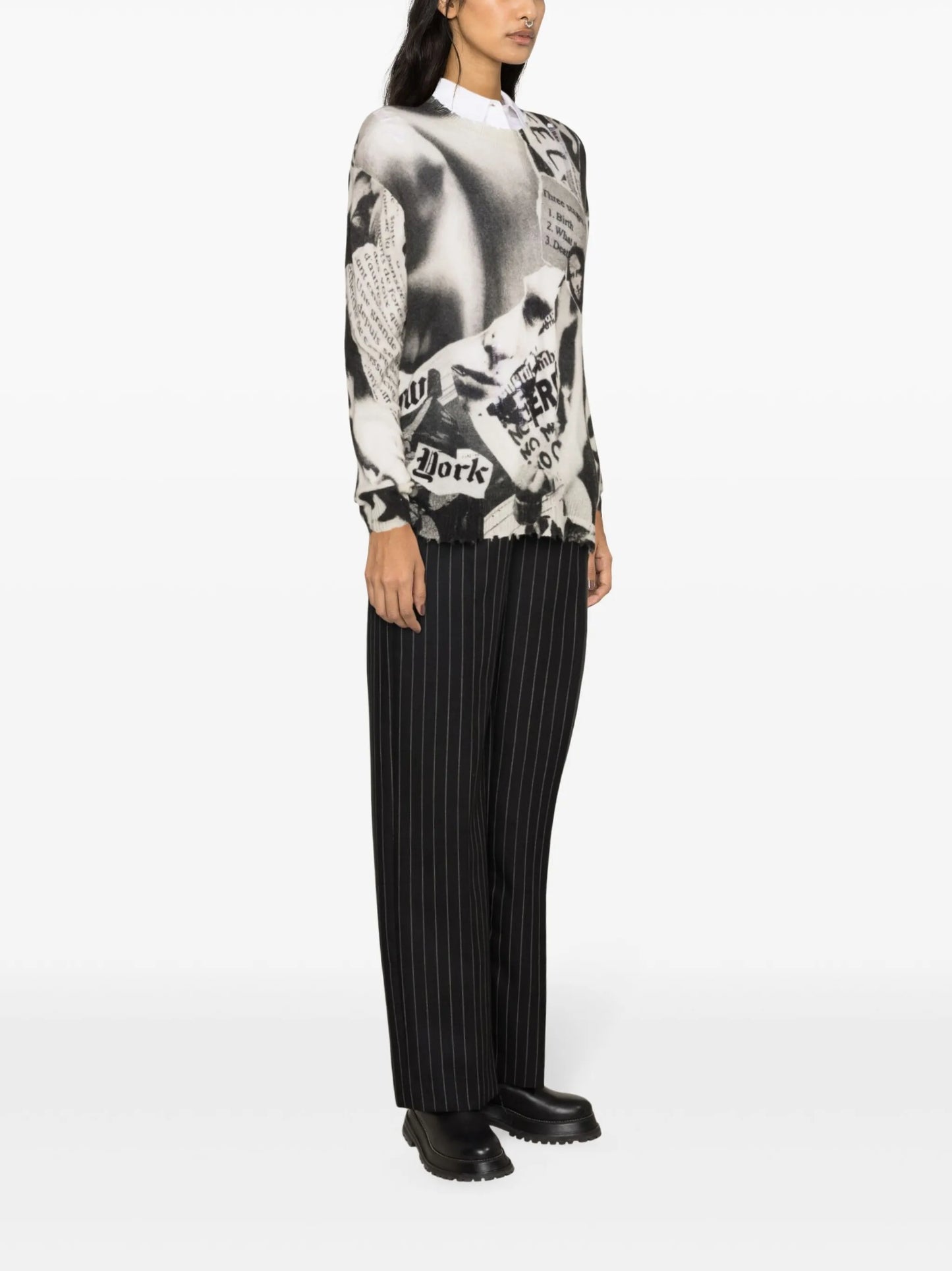 newspaper-print cashmere jumper