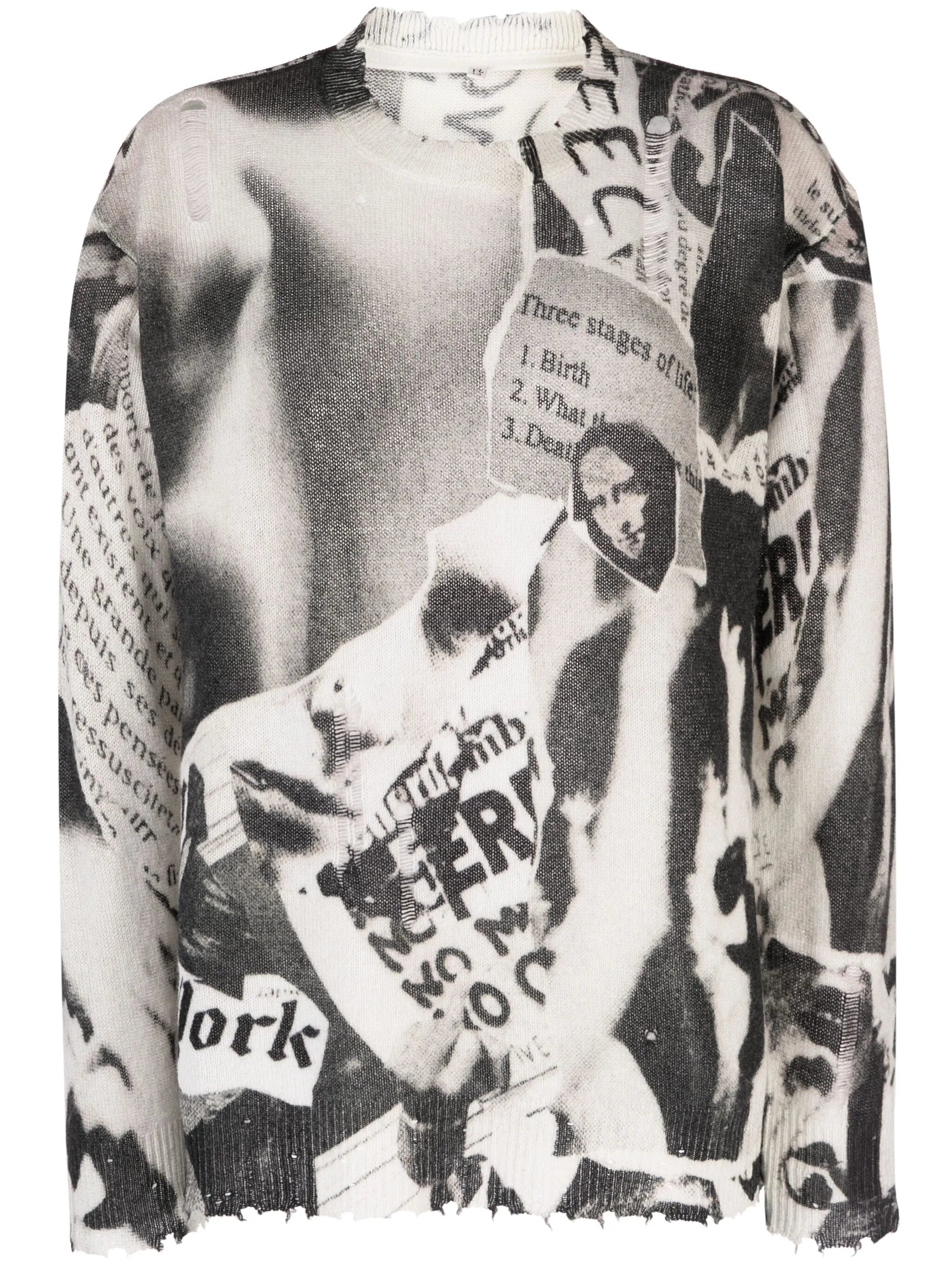 newspaper-print cashmere jumper