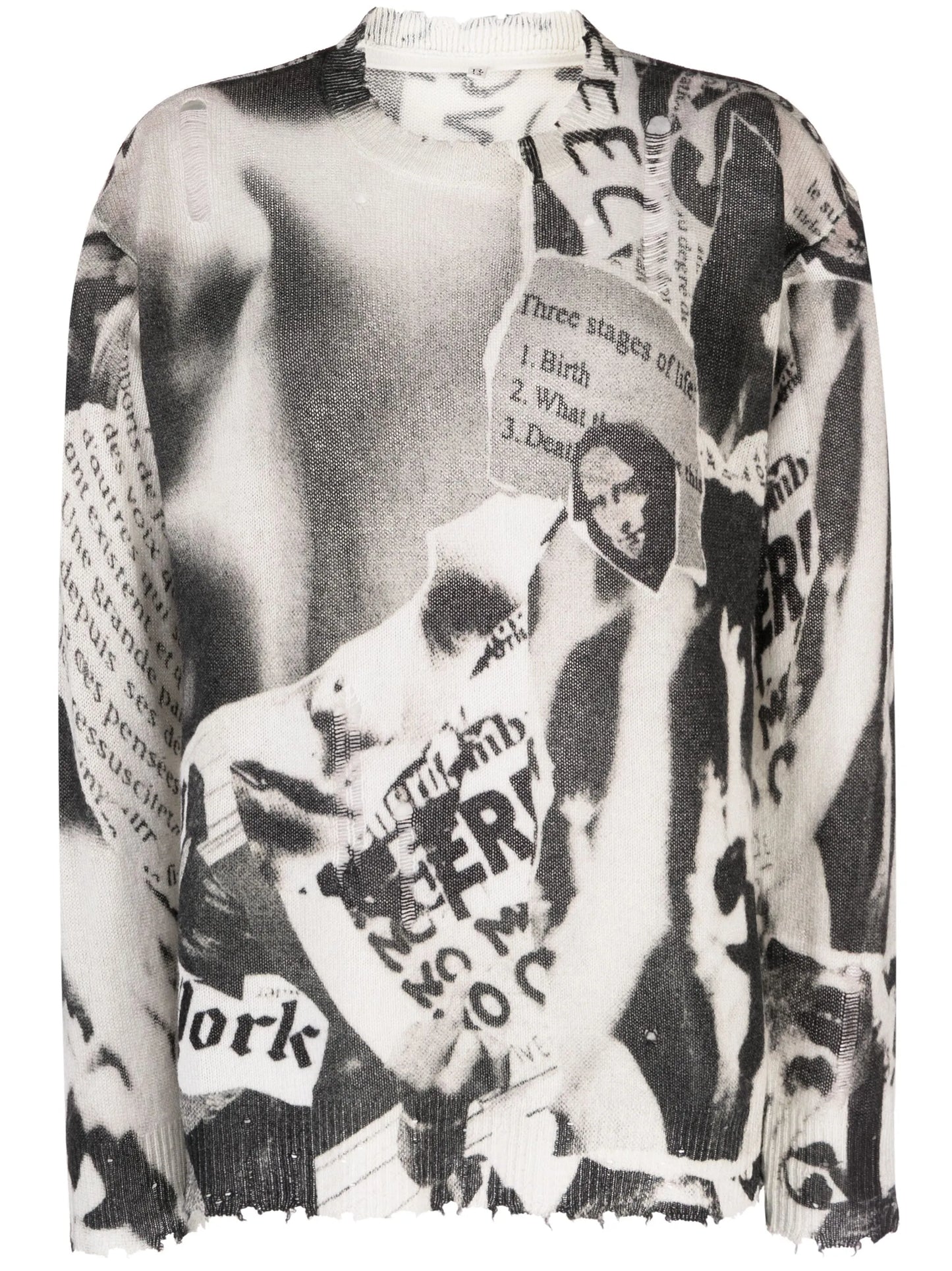 newspaper-print cashmere jumper