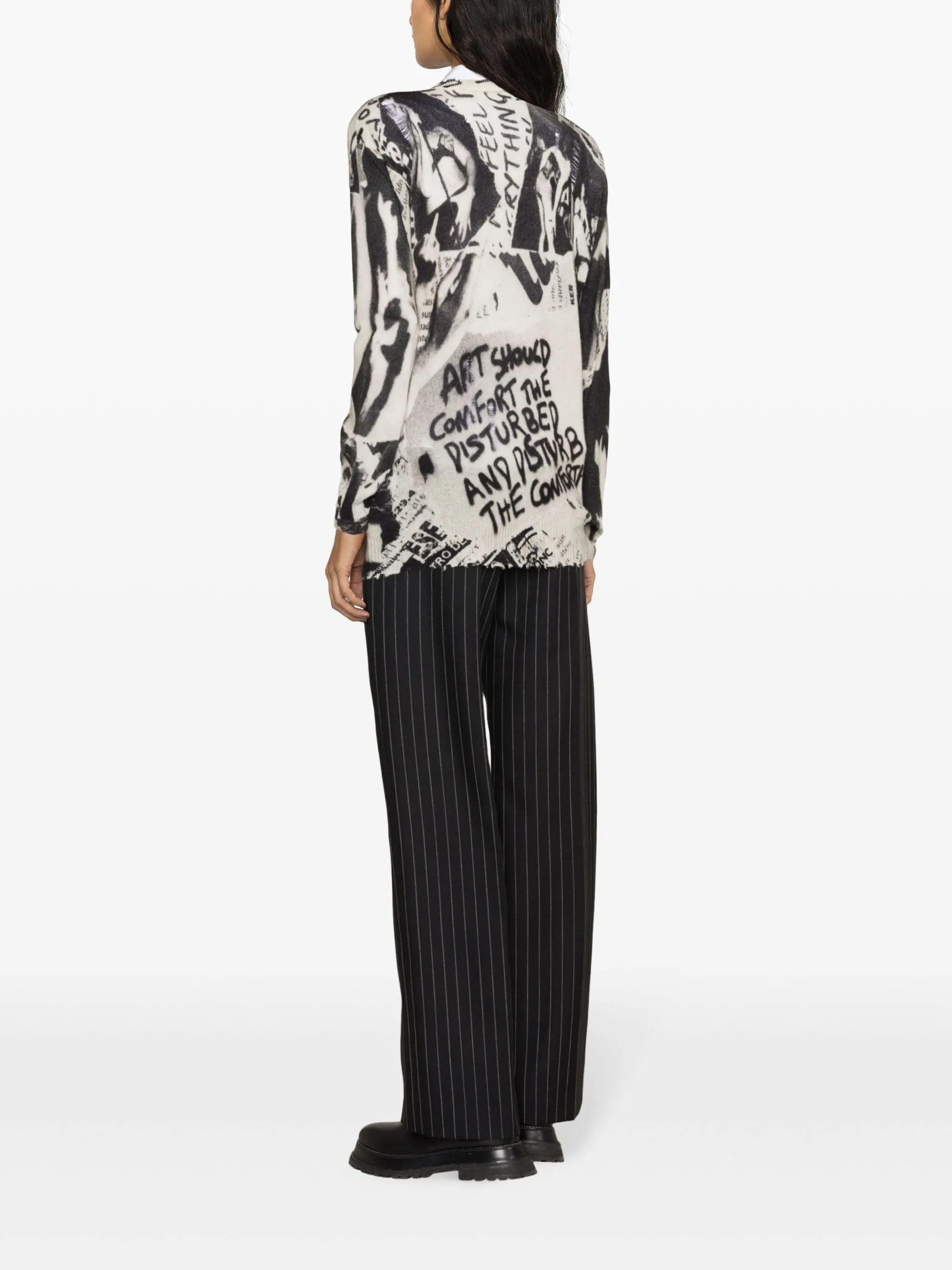 newspaper-print cashmere jumper