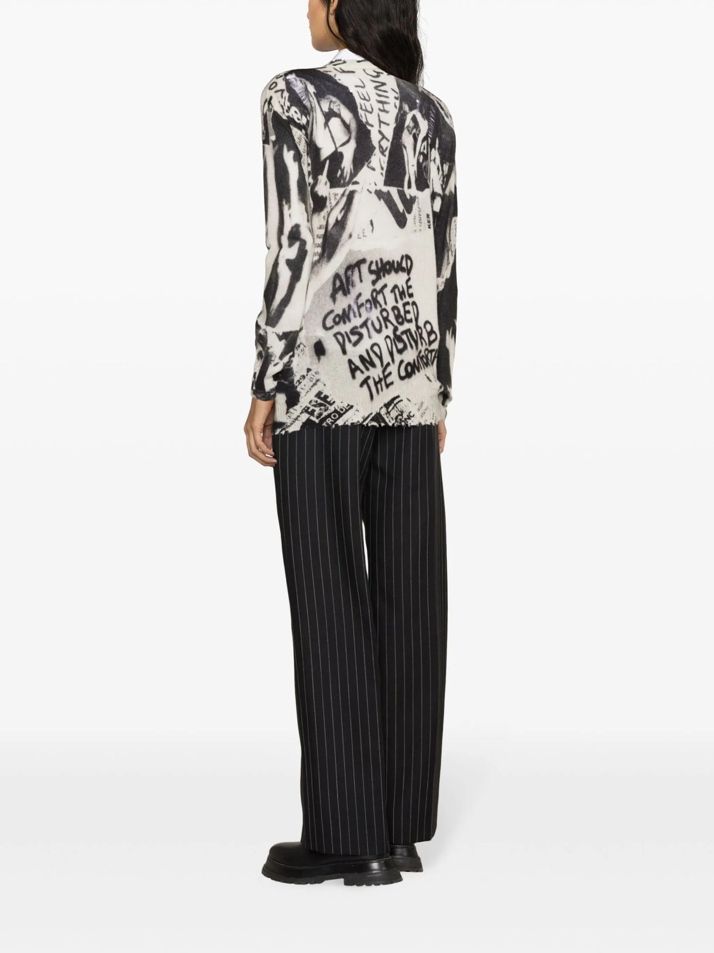 newspaper-print cashmere jumper