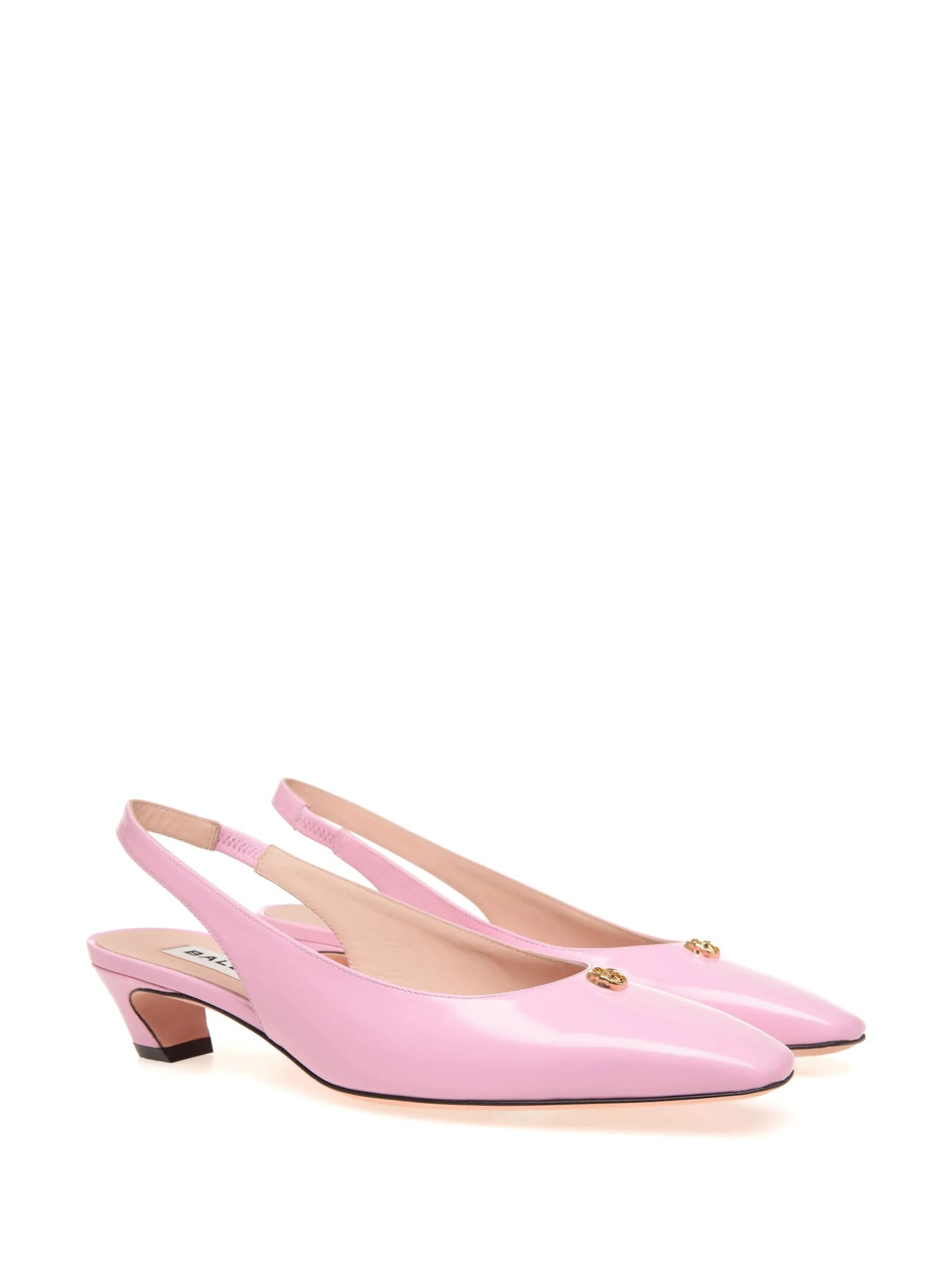 Emblem-plaque slingback leather pumps