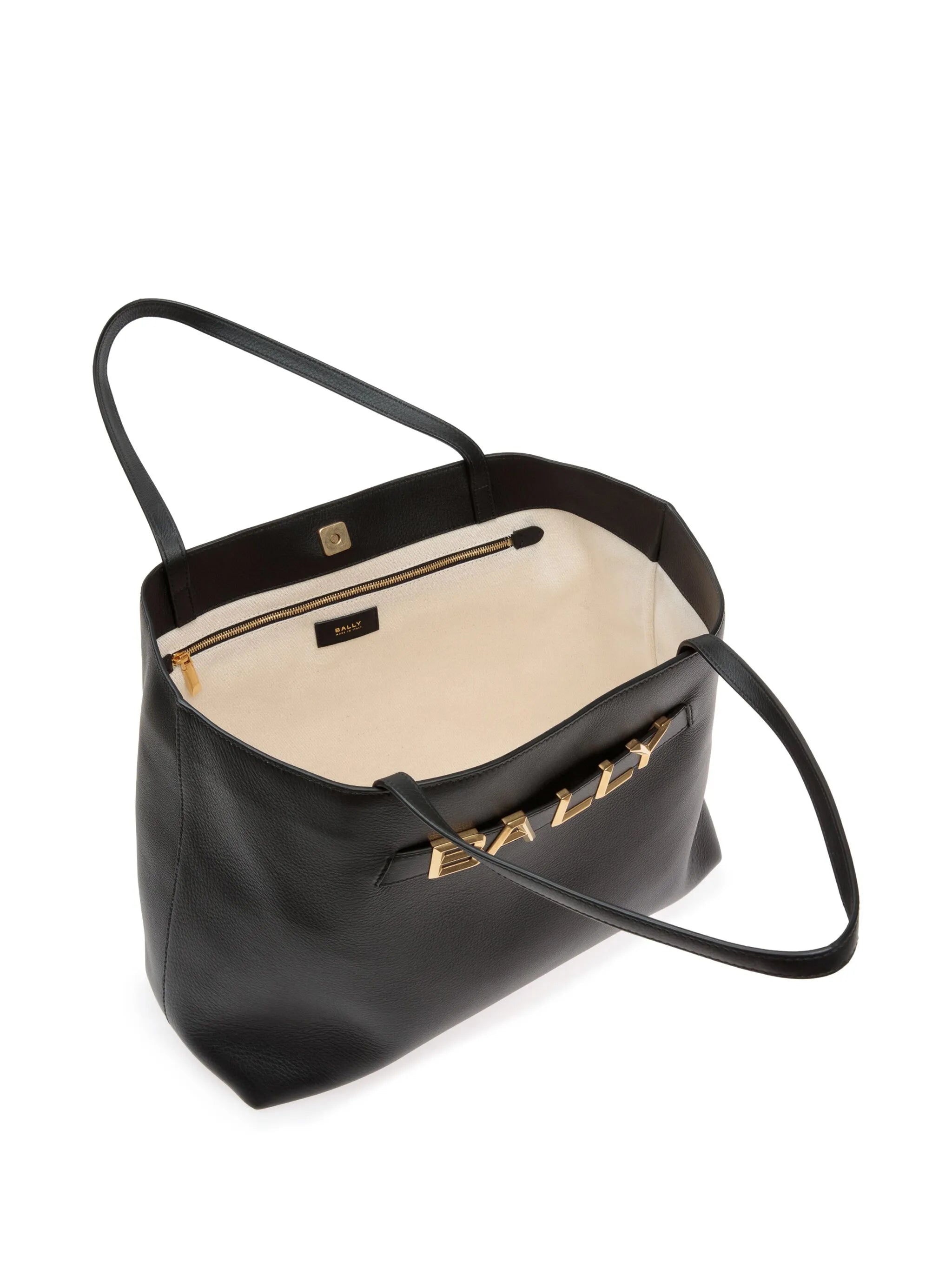 logo-lettering leather tote bag