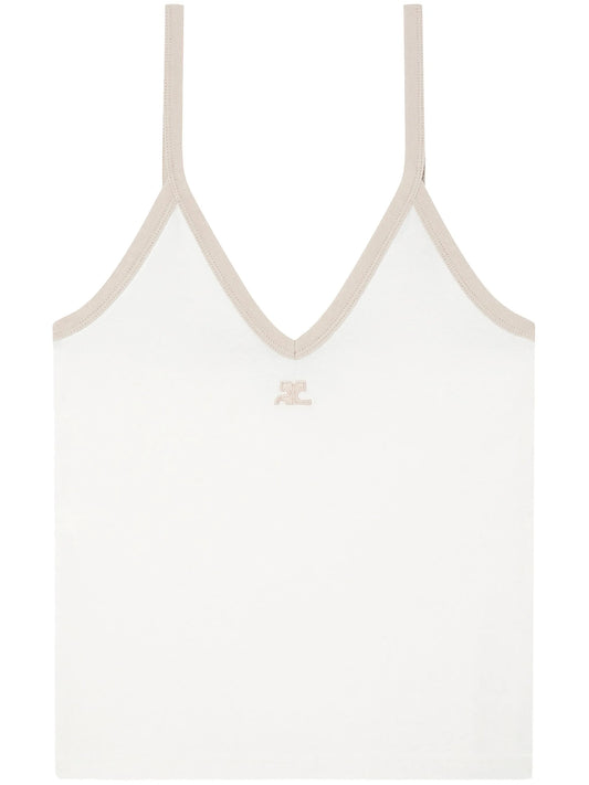 contrast-trim cotton tank top