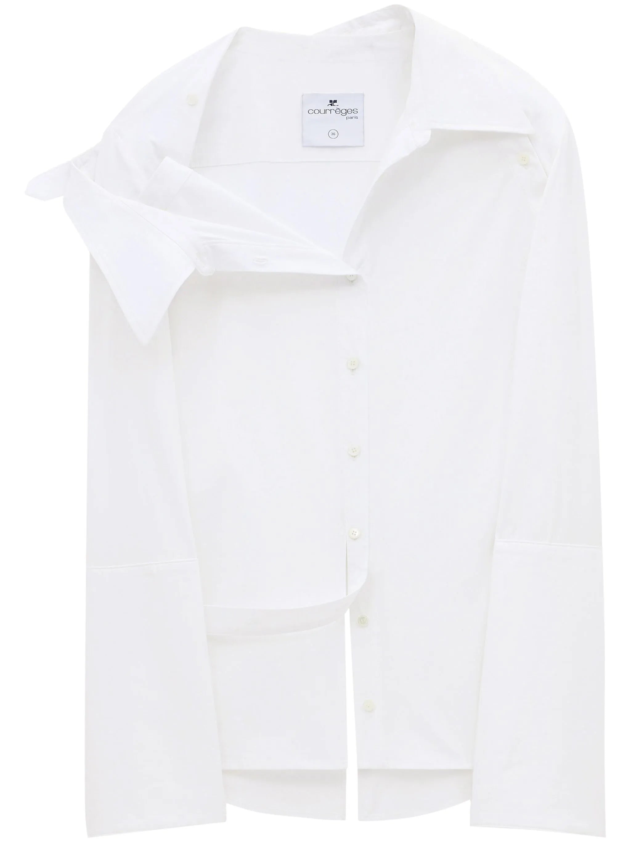 Modular asymmetric poplin shirt