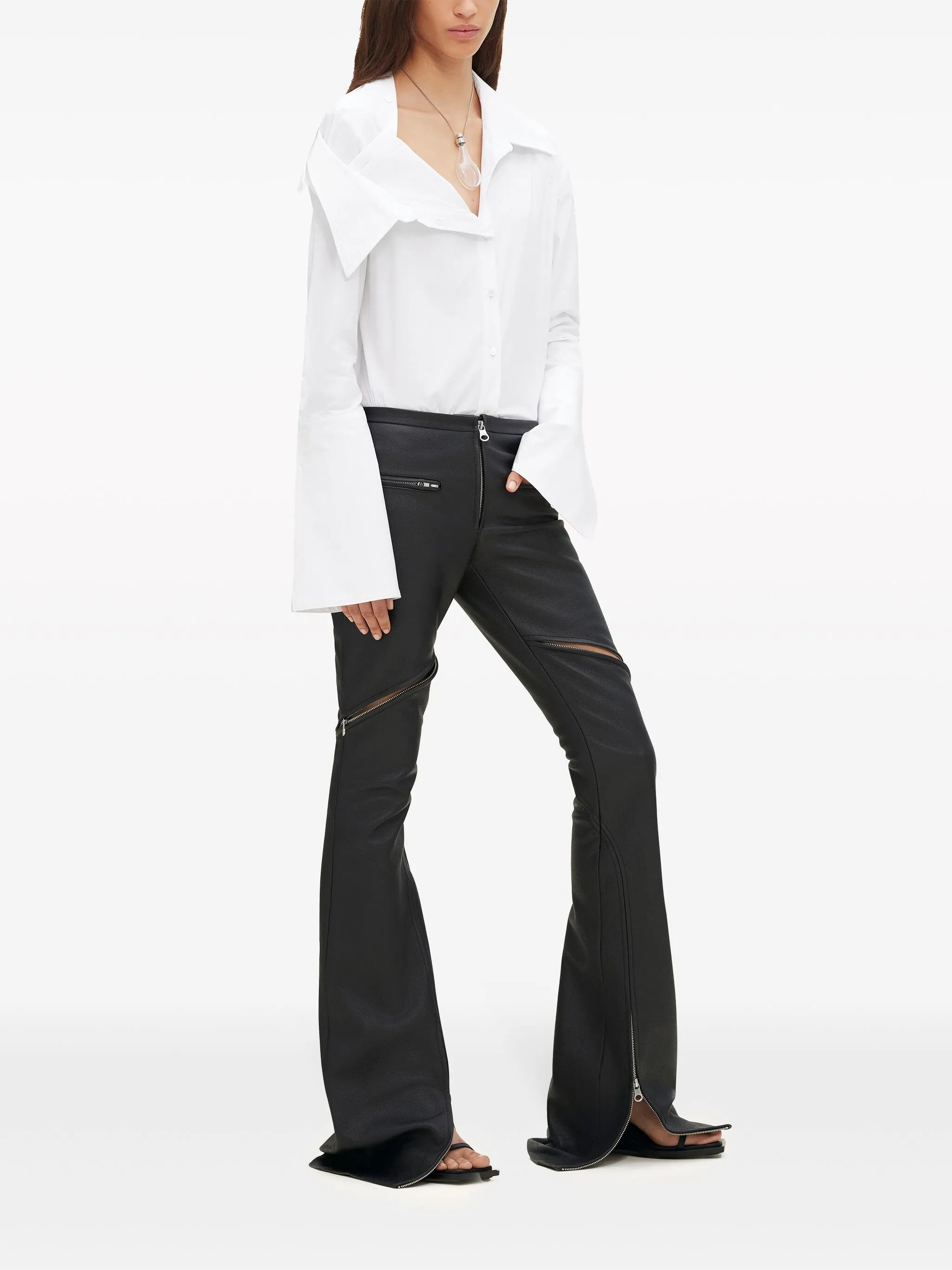 Modular asymmetric poplin shirt