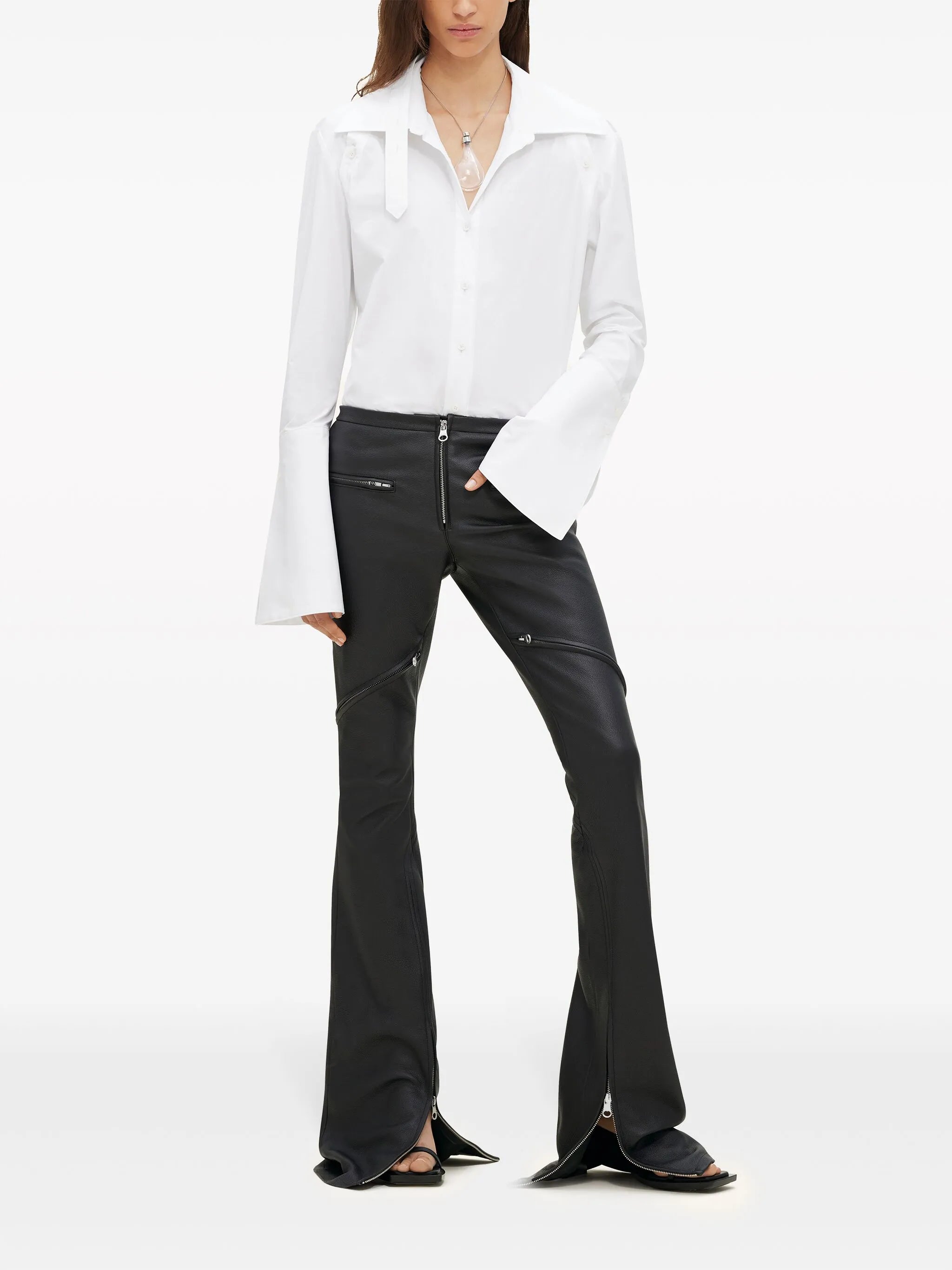 Modular asymmetric poplin shirt