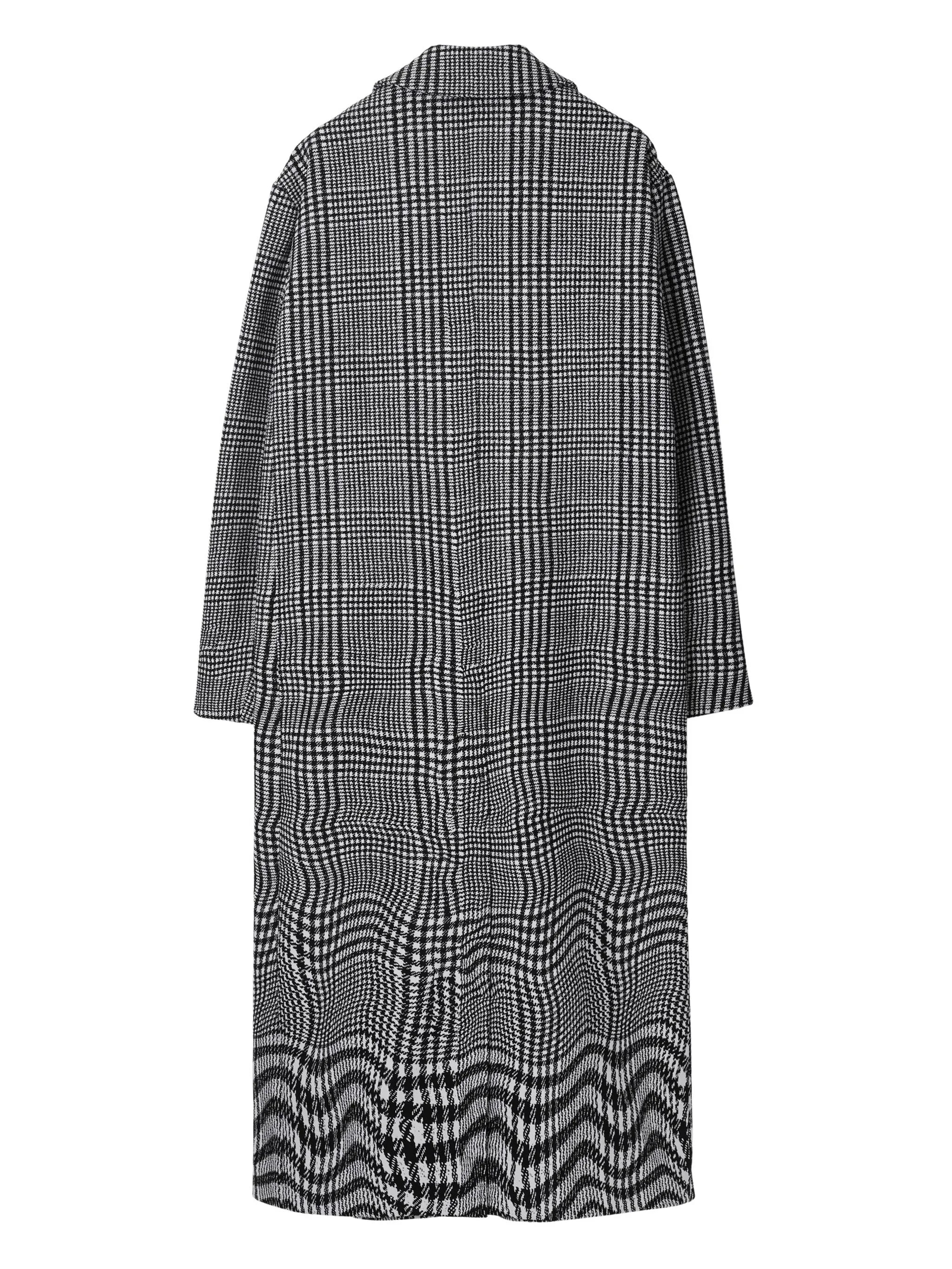 warped houndstooth-pattern coat