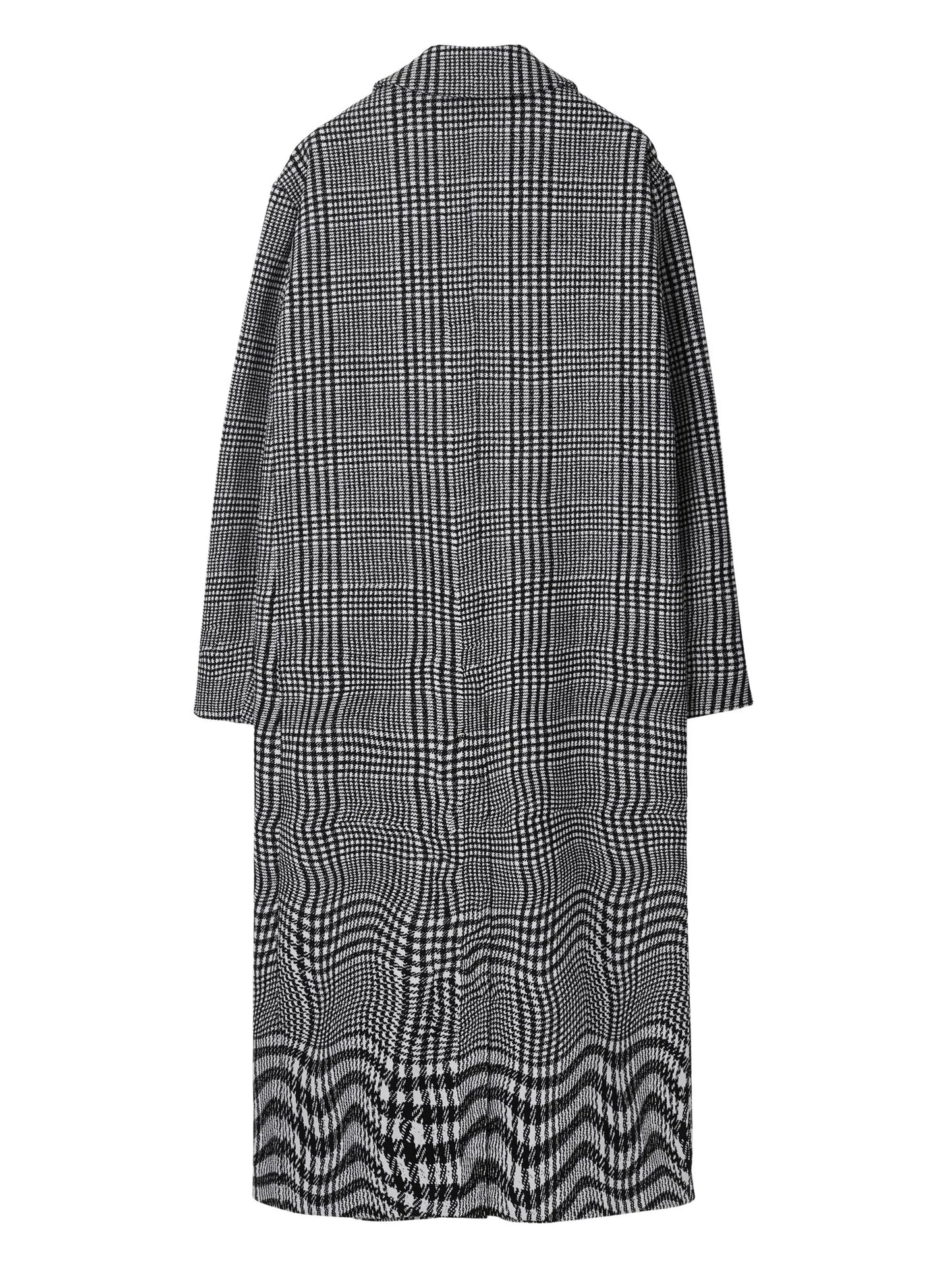 warped houndstooth-pattern coat