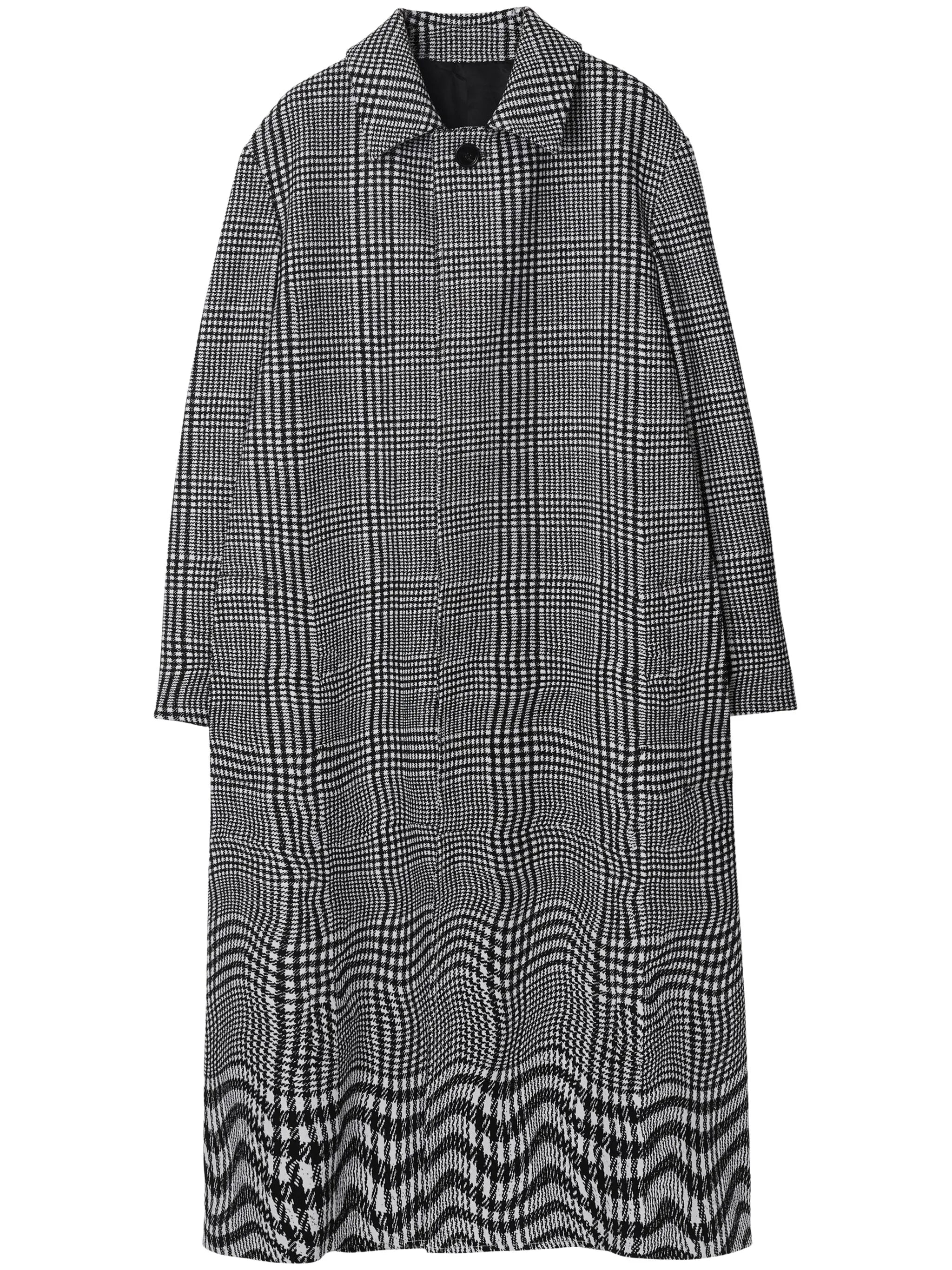 warped houndstooth-pattern coat
