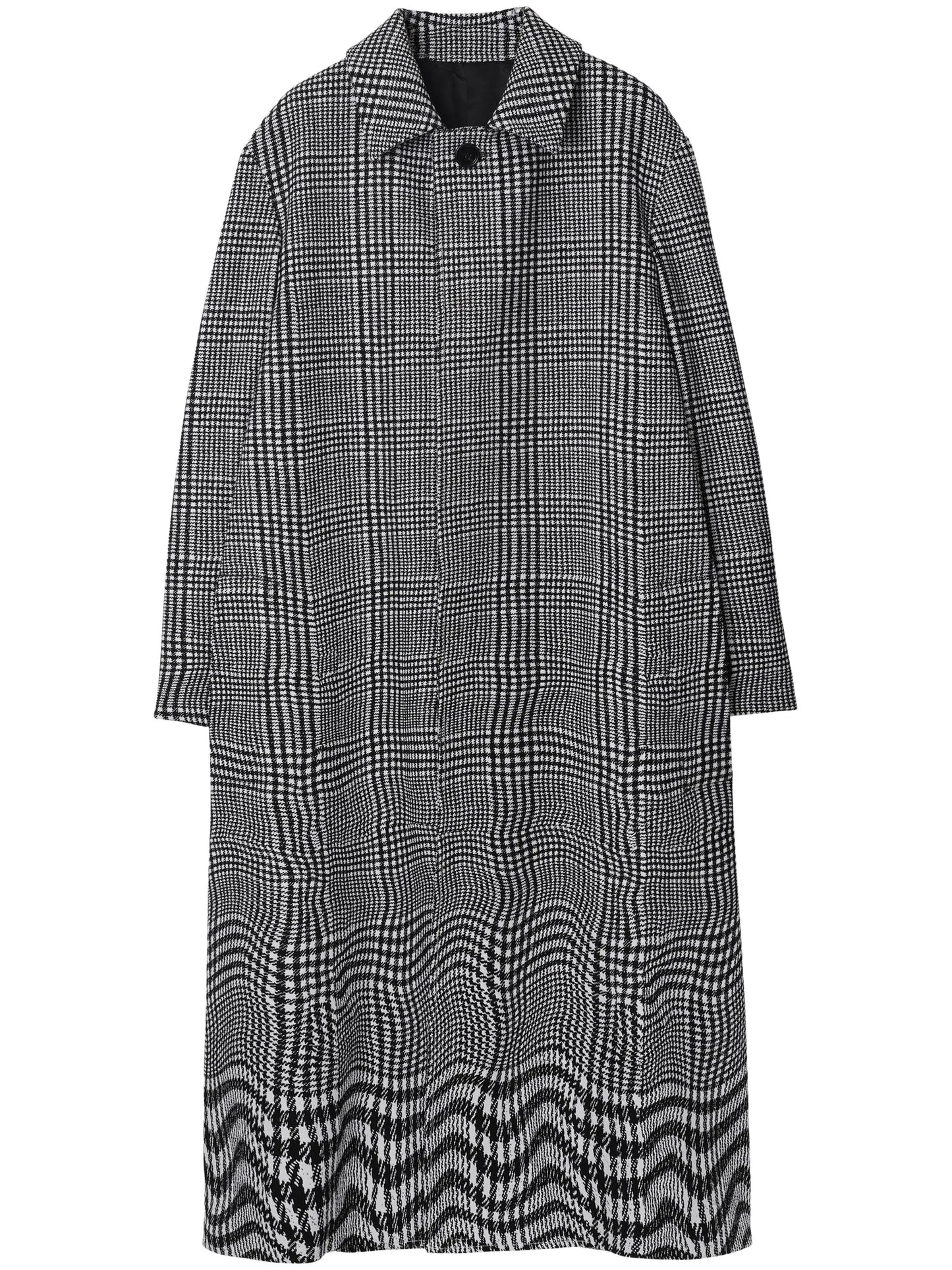 warped houndstooth-pattern coat