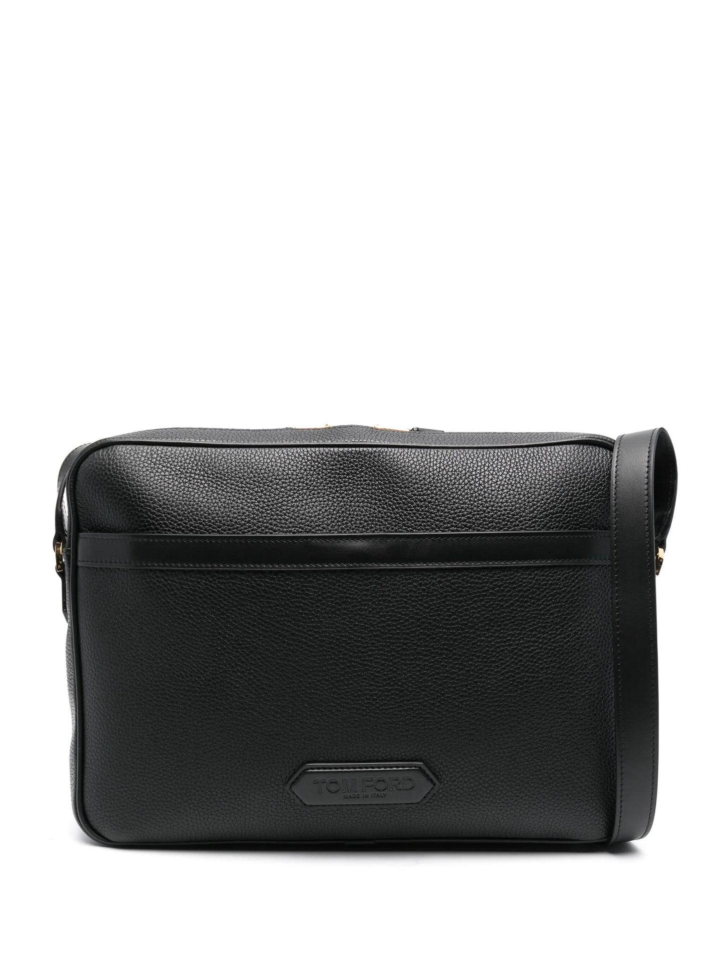 logo-patch leather briefcase