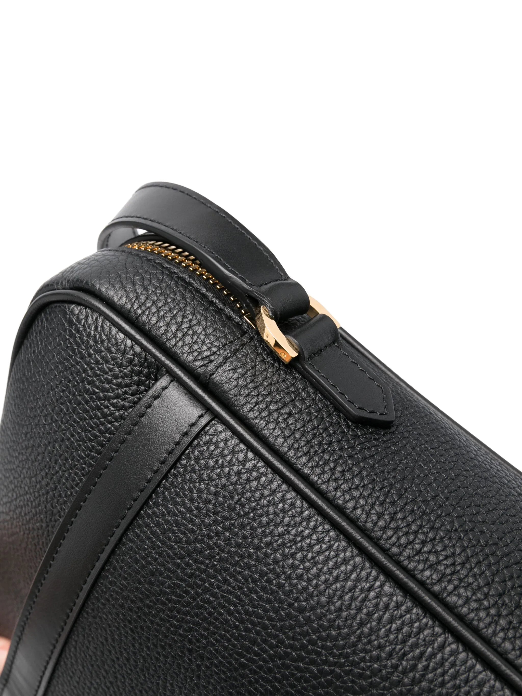 logo-patch leather briefcase
