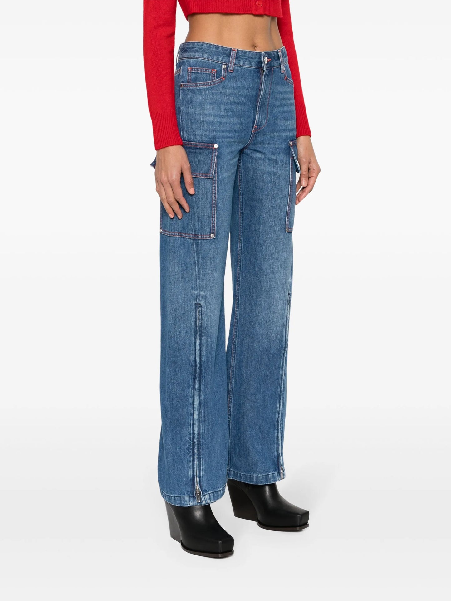ankle-zips wide-leg jeans