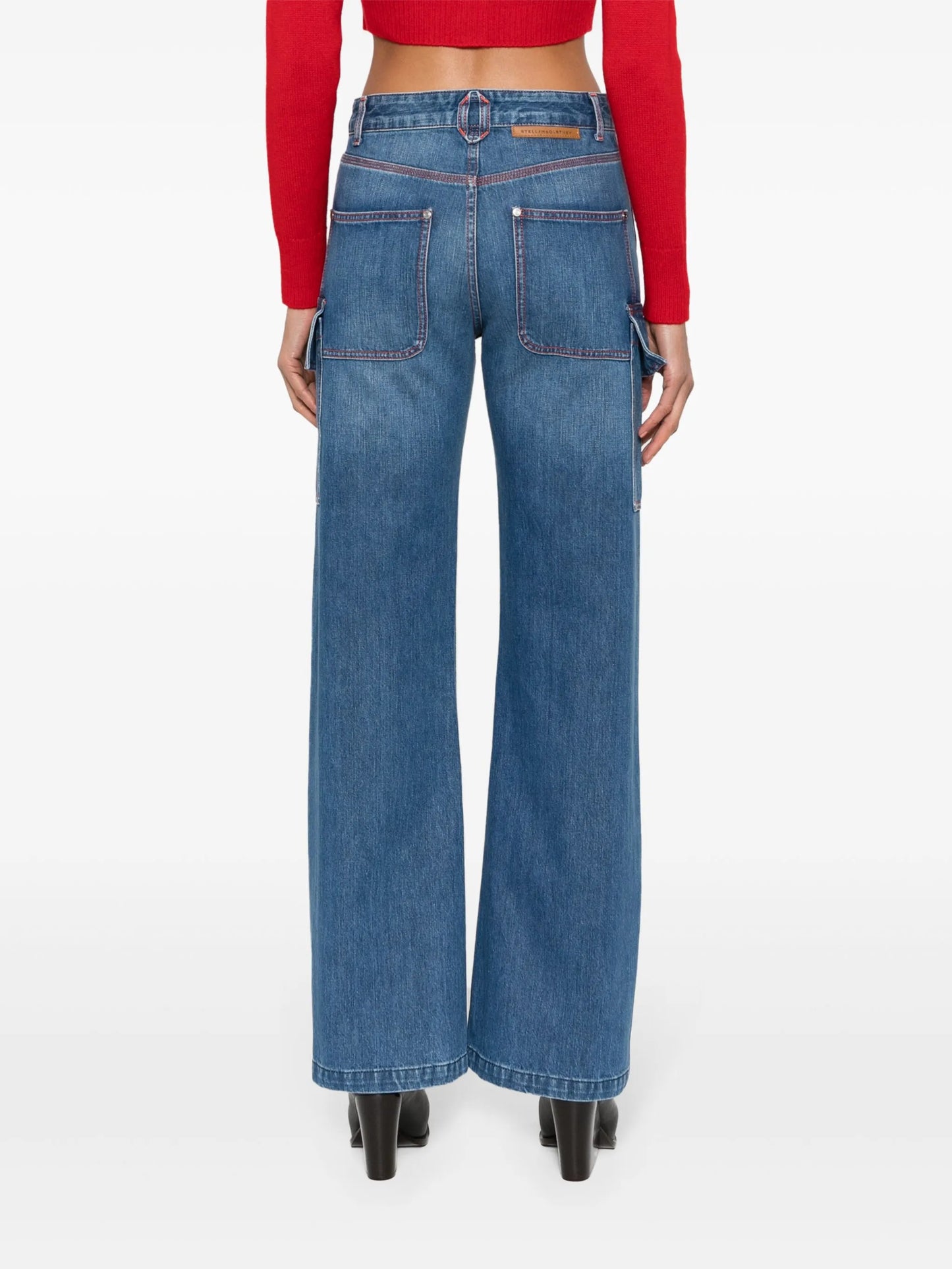 ankle-zips wide-leg jeans