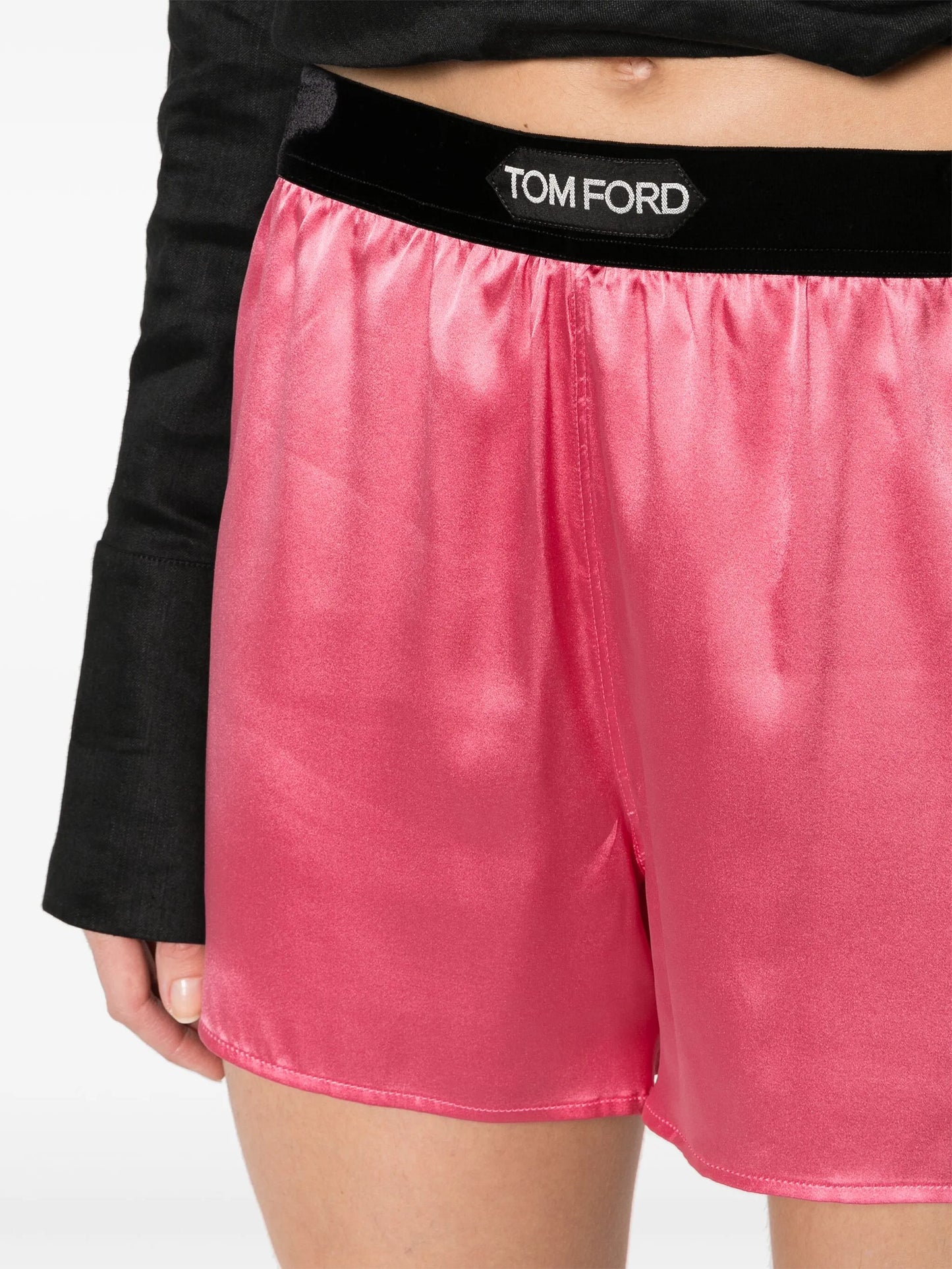 logo-waistband silk shorts