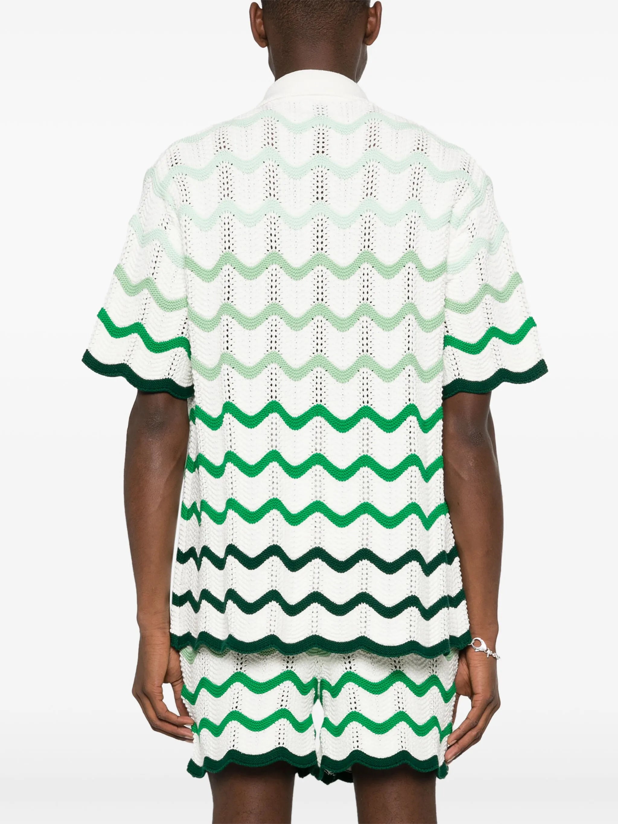 gradient wave crochet shirt