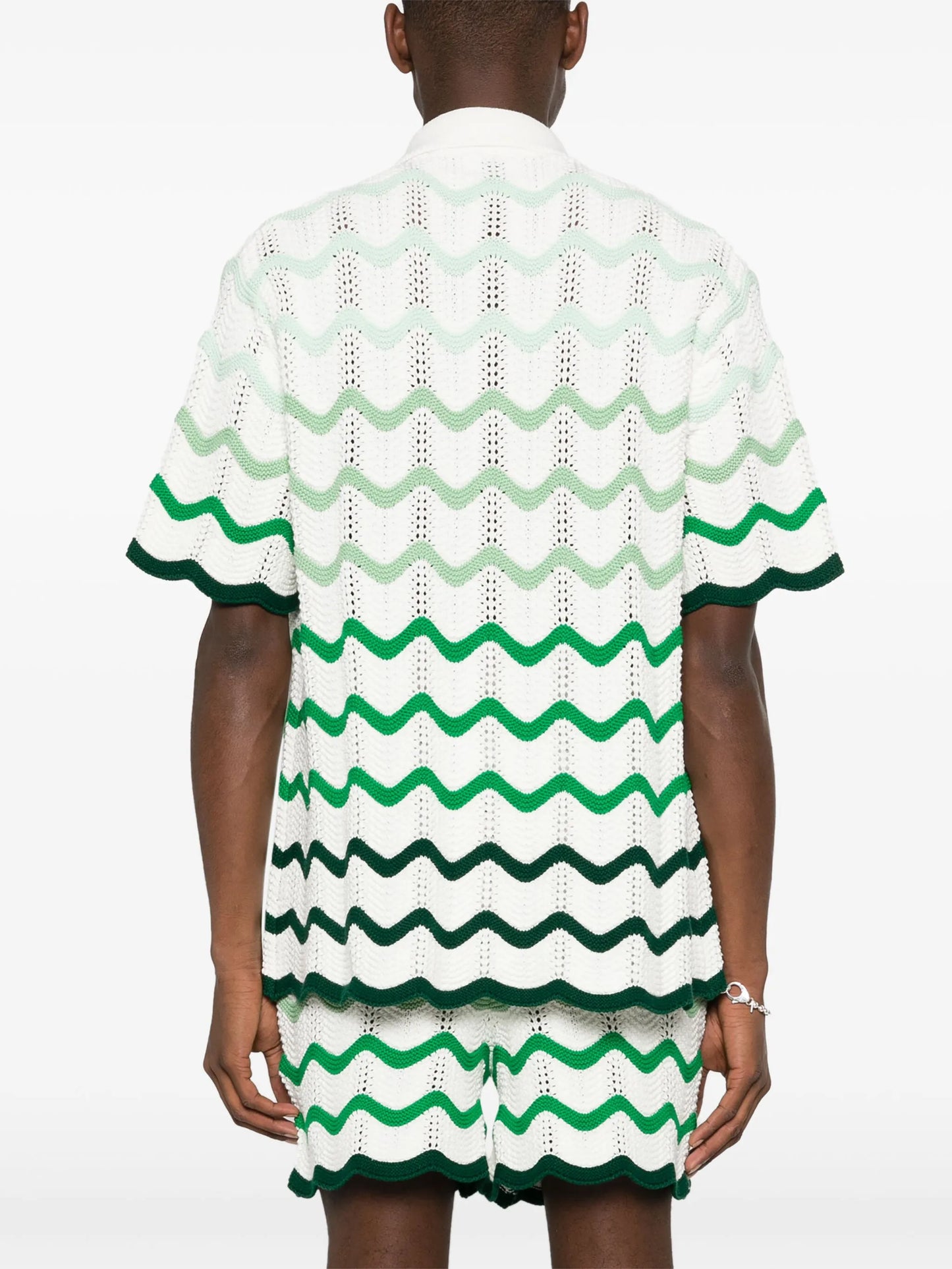 gradient wave crochet shirt