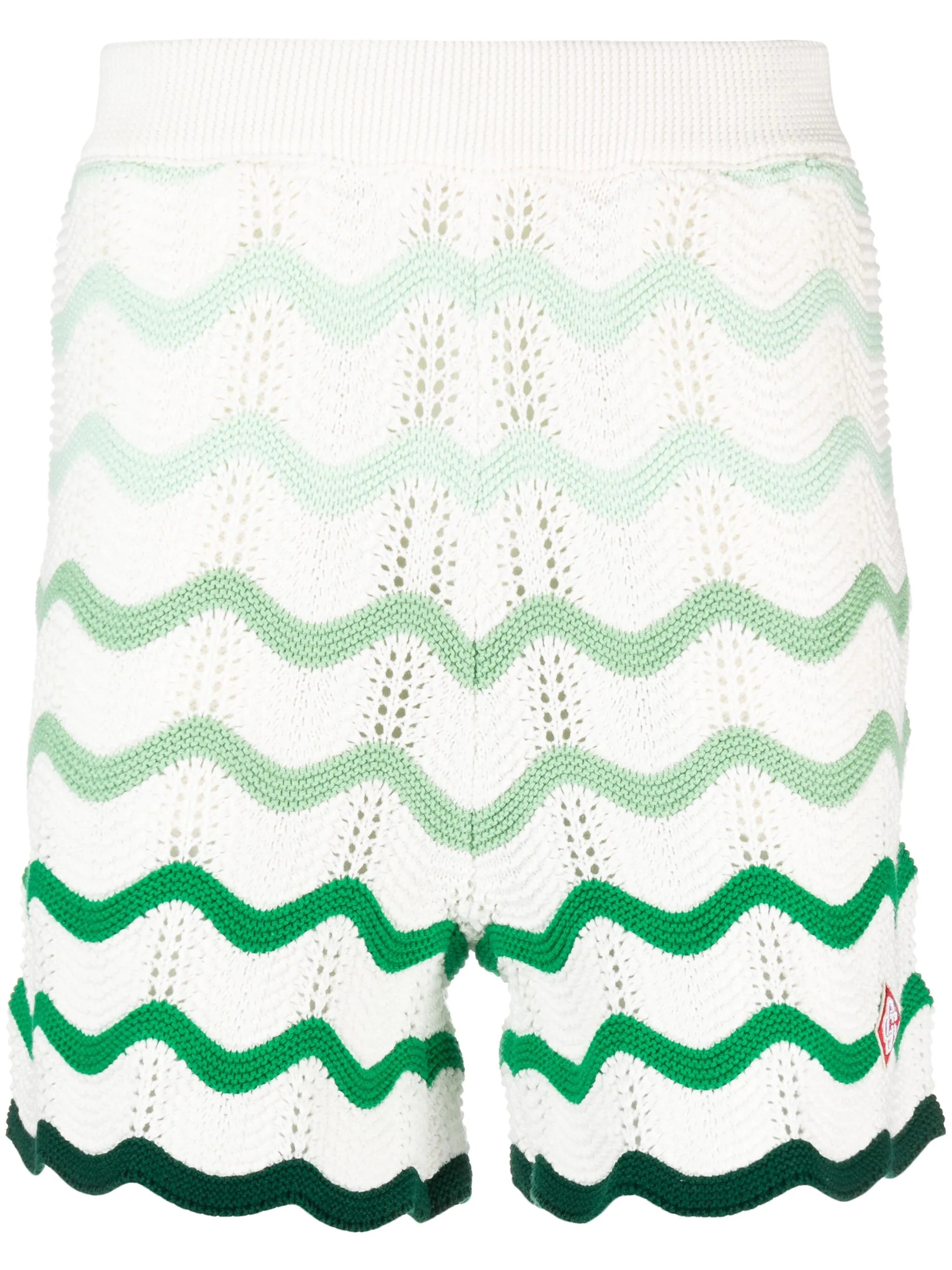 Gradient-wave crochet shorts