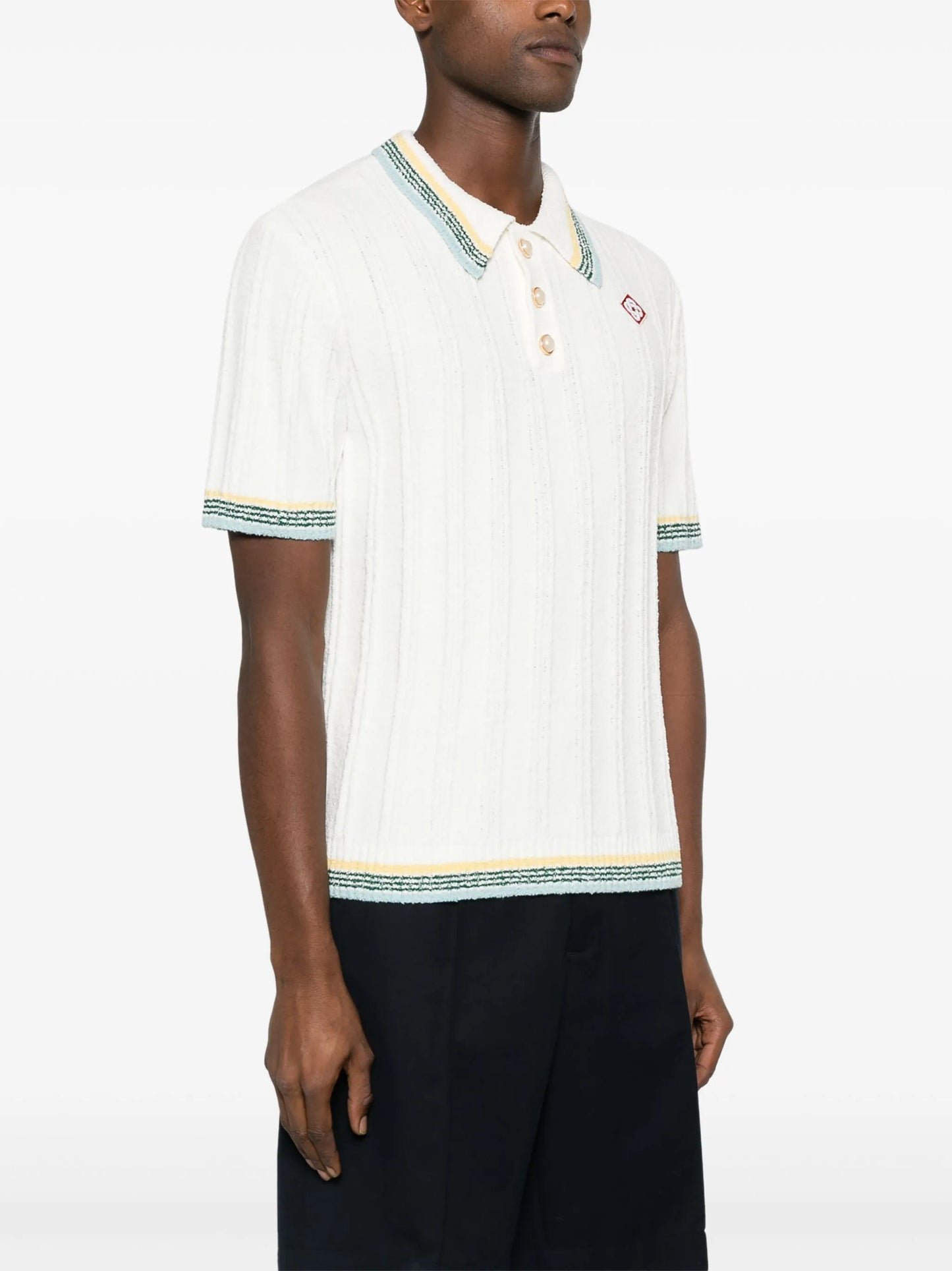 ribbed-knit polo shirt