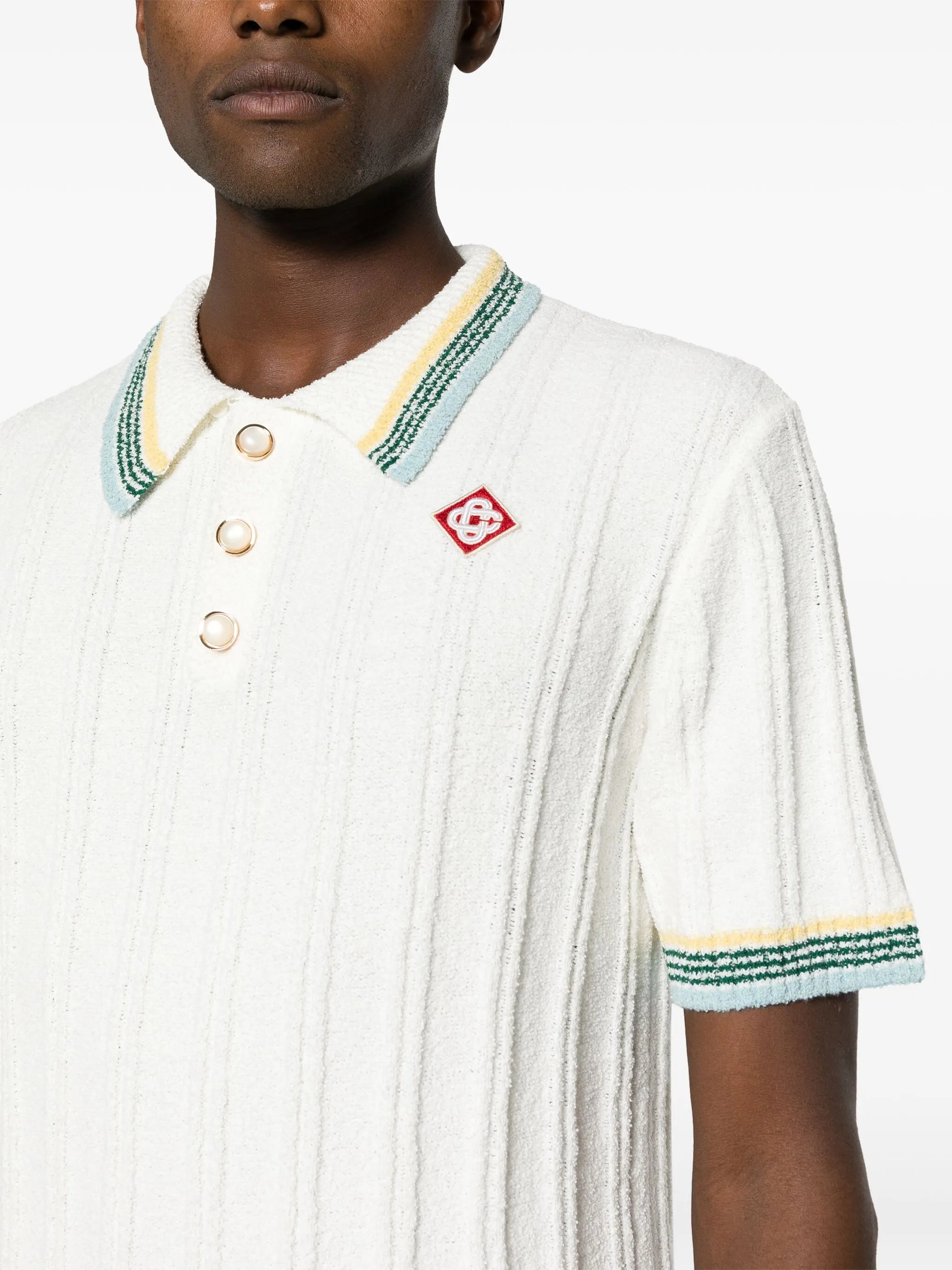 ribbed-knit polo shirt