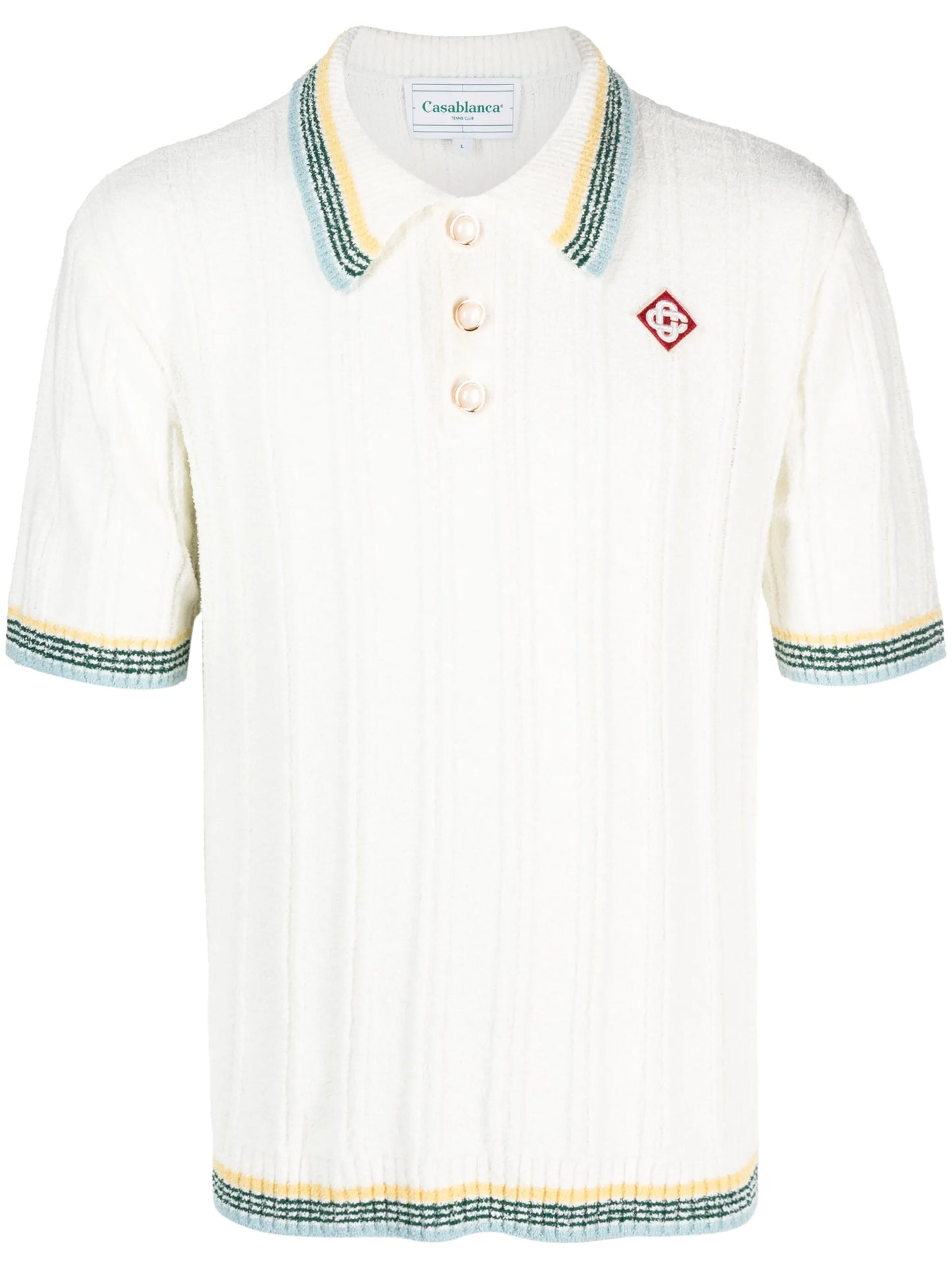 ribbed-knit polo shirt