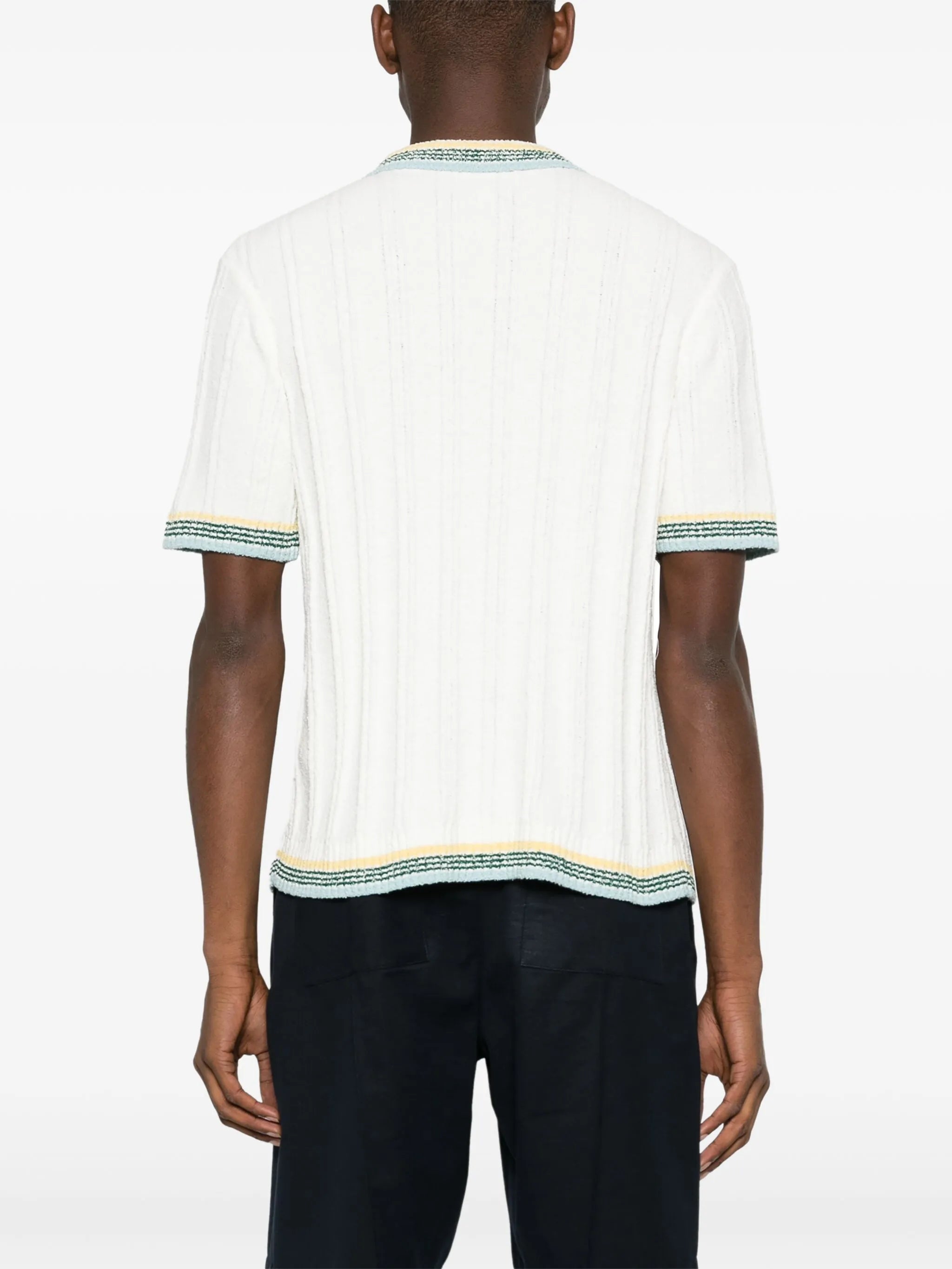 ribbed-knit polo shirt