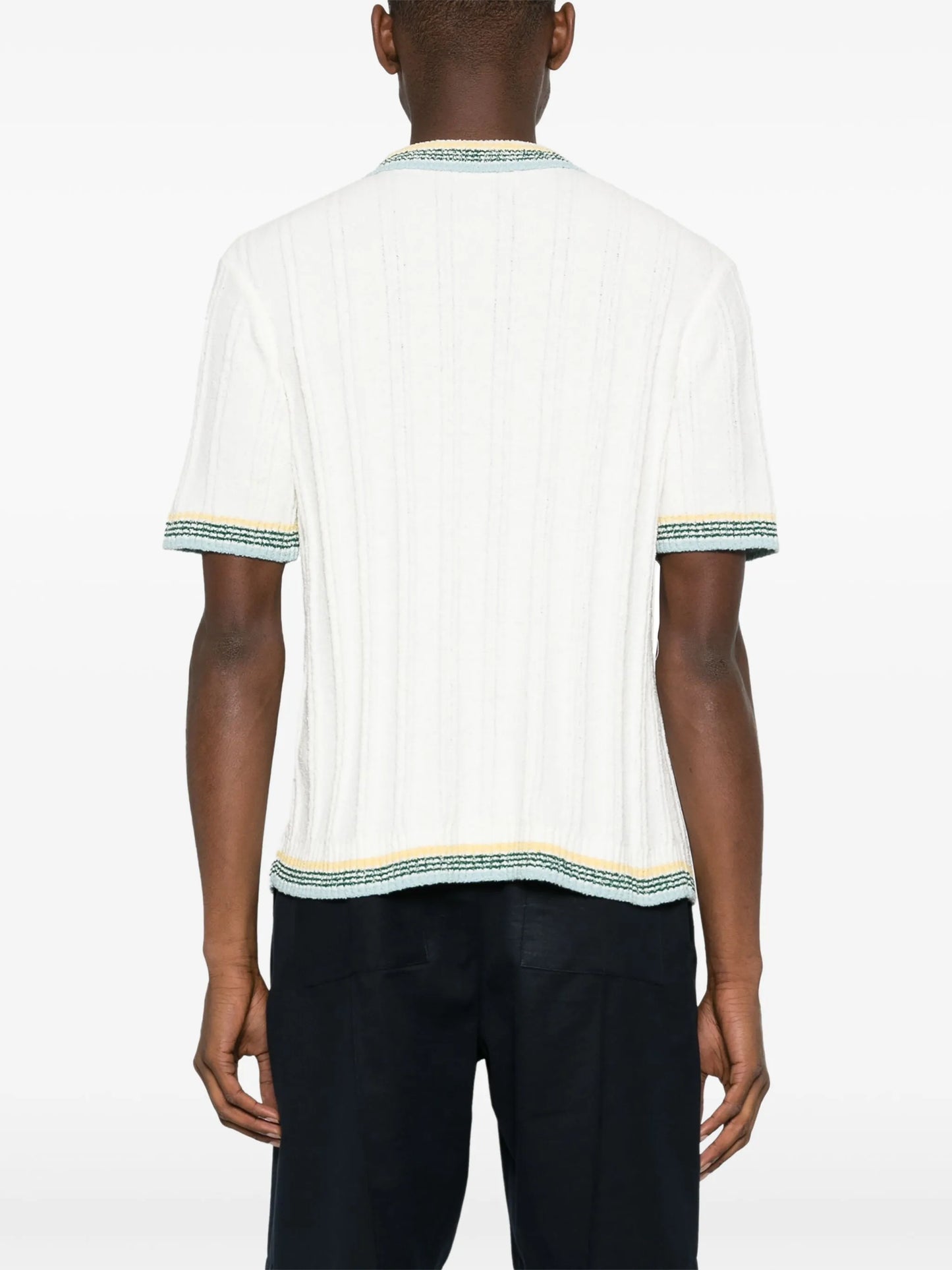 ribbed-knit polo shirt