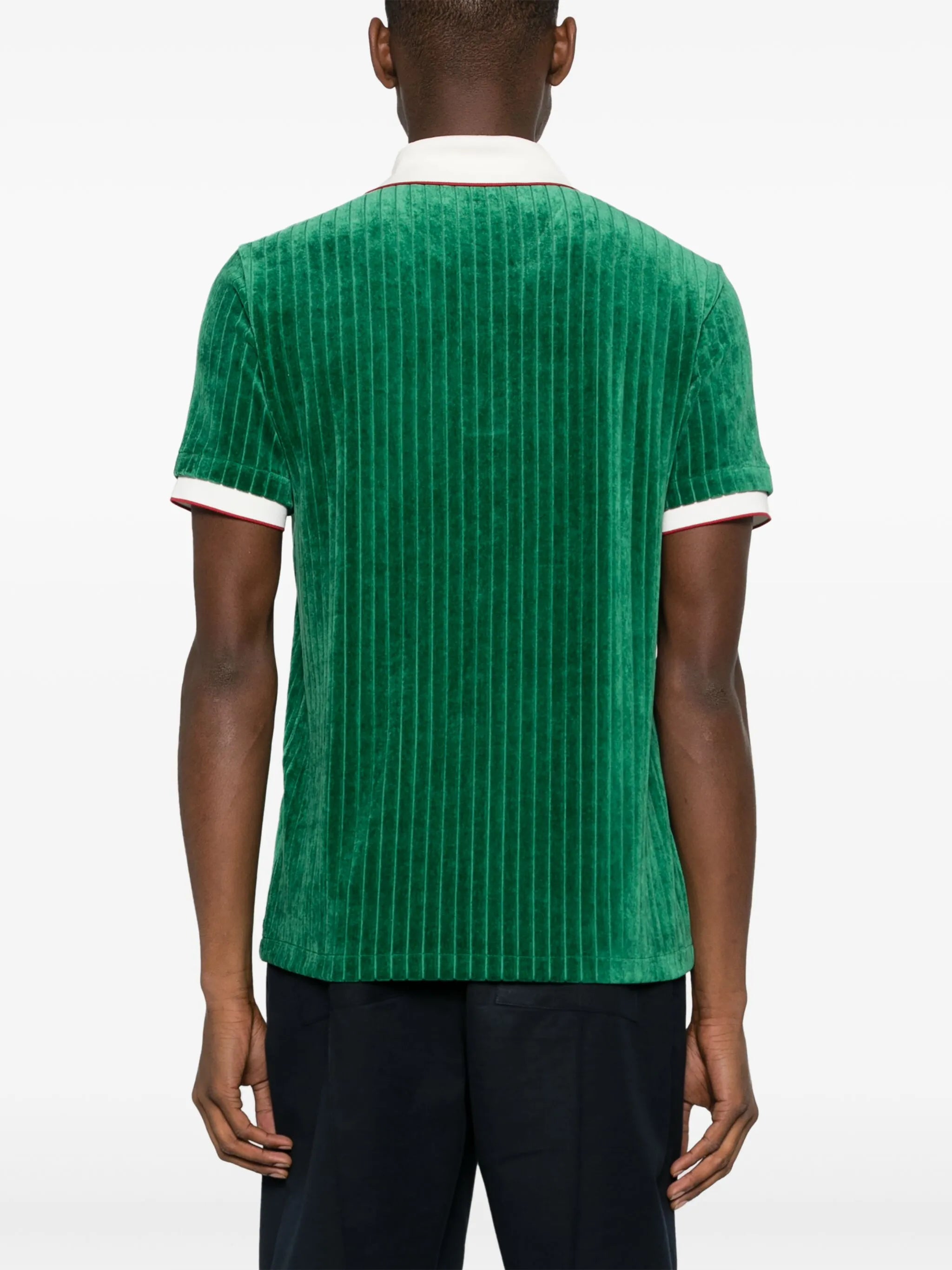 ribbed velvet polo shirt