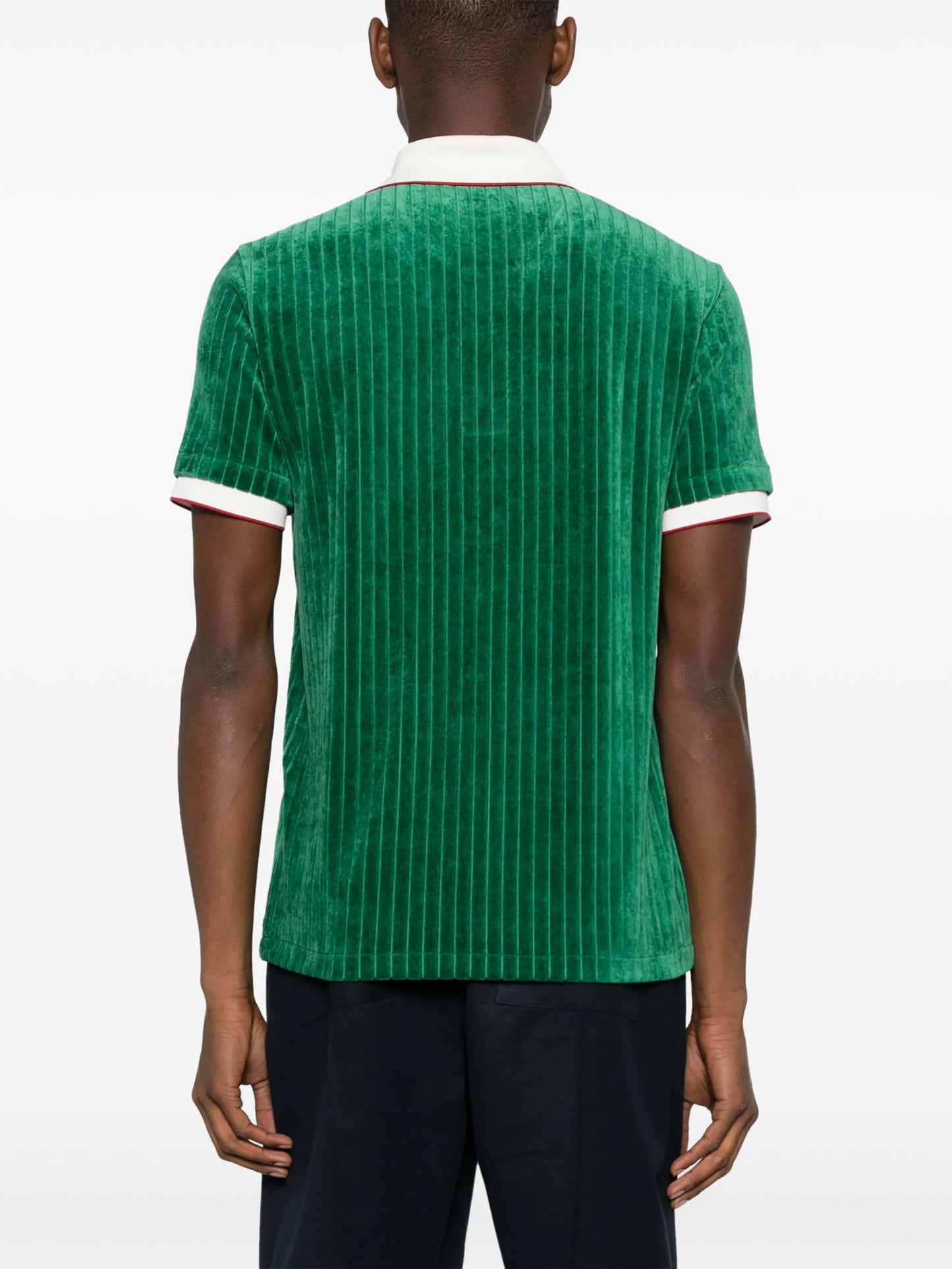 ribbed velvet polo shirt