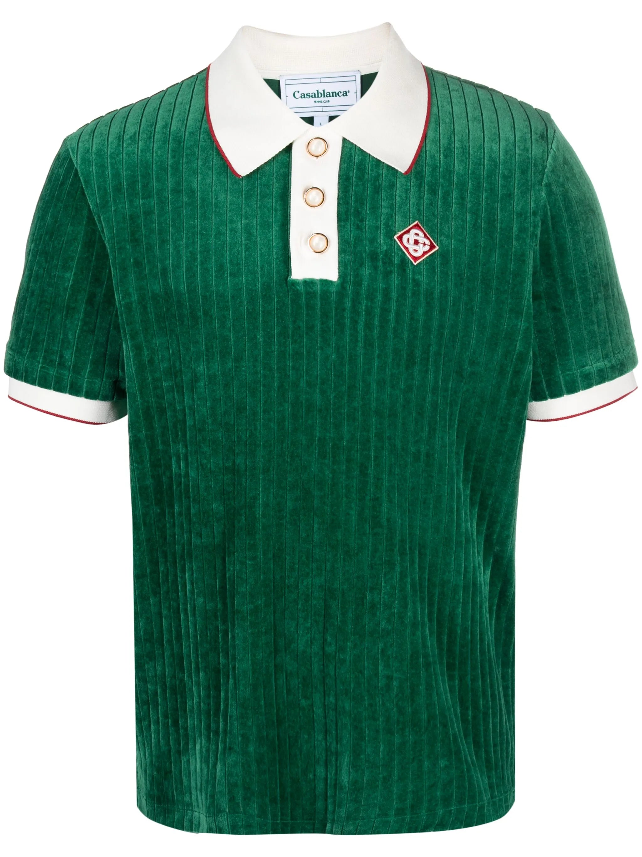 ribbed velvet polo shirt